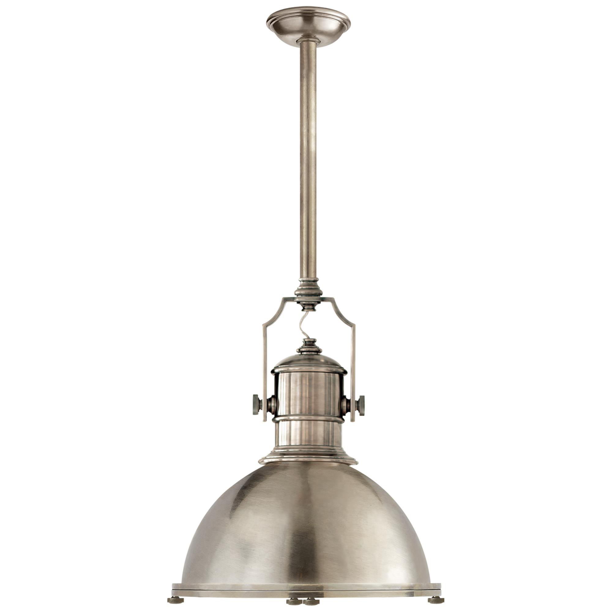 Shown in Antique Nickel finish and Antique Nickel shade