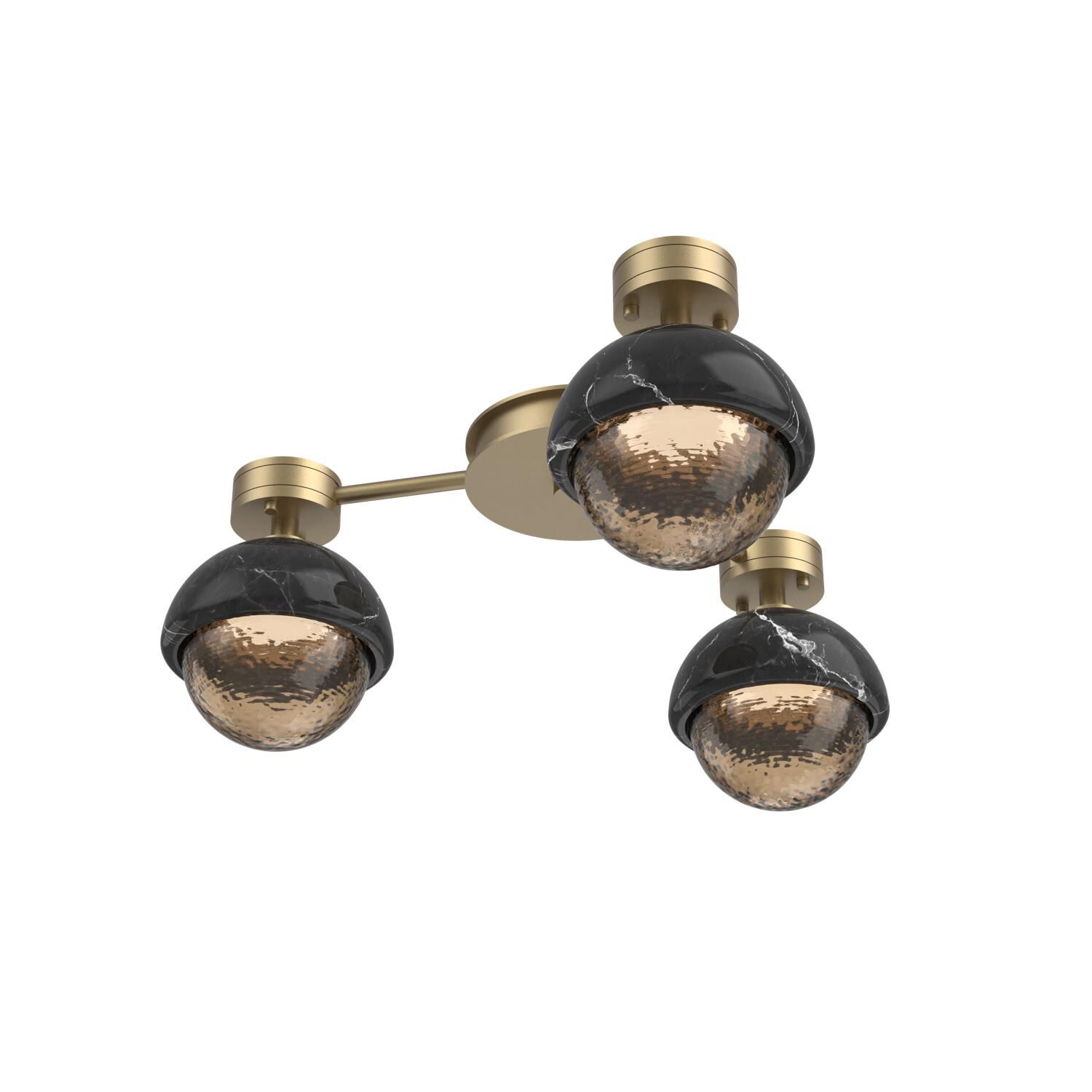 Shown in Gilded Brass finish and Bronze glass and Black Marble accent