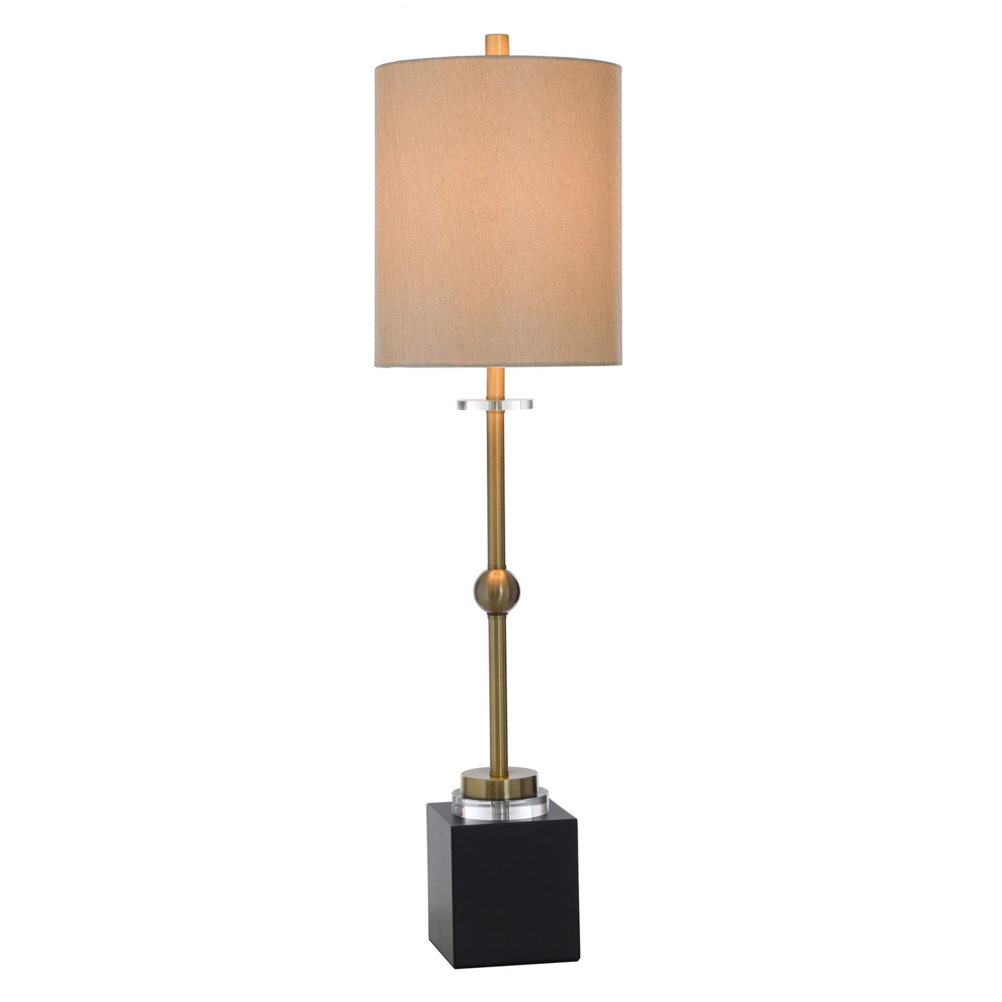 Shown in Brushed Brass, Matte Black, Clear, Cream finish and Cream Cotton and Polyester Blend shade
