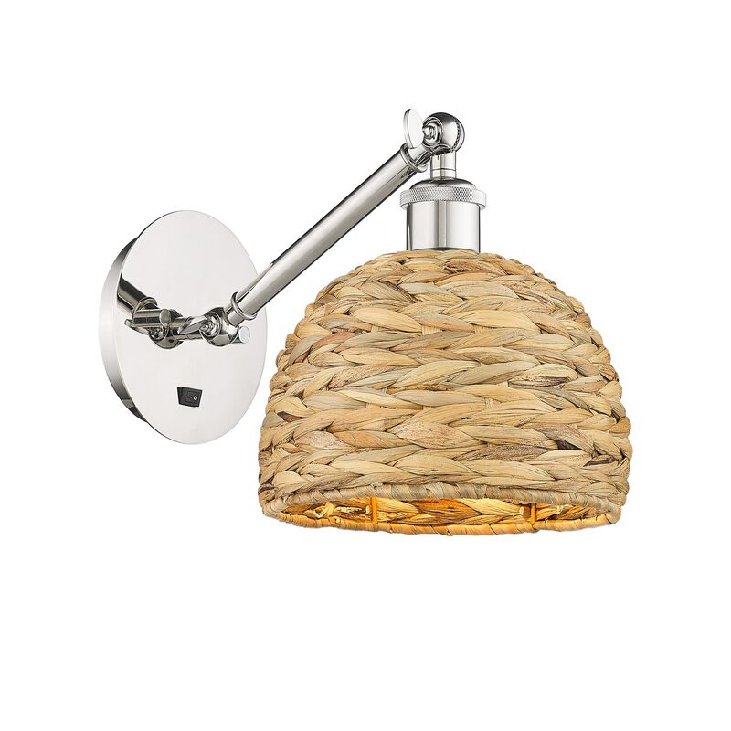 Bruno Marashlian Woven Rattan 8 Inch Wall Swing Lamp by Innovations Lighting