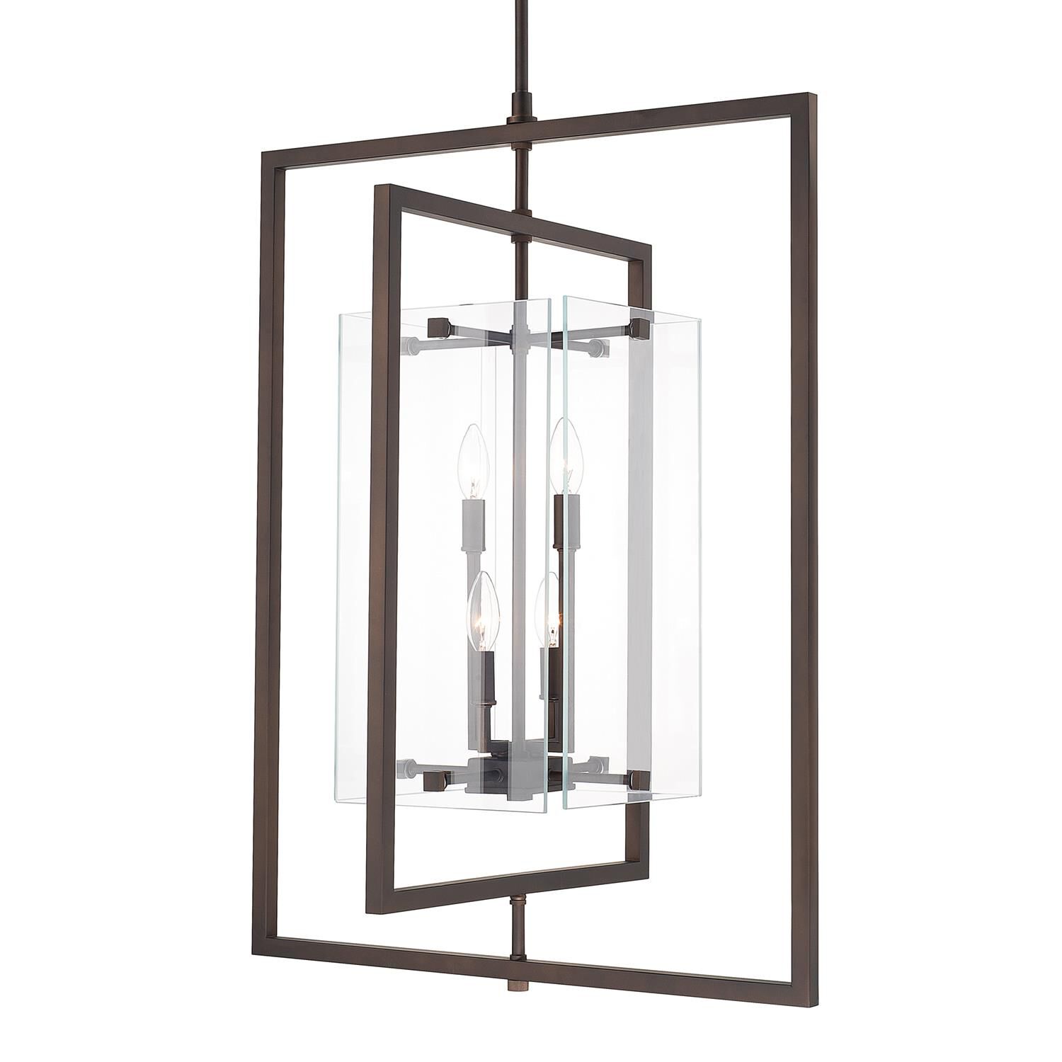 Shown in Burnished Bronze finish and Clear  Panels glass 