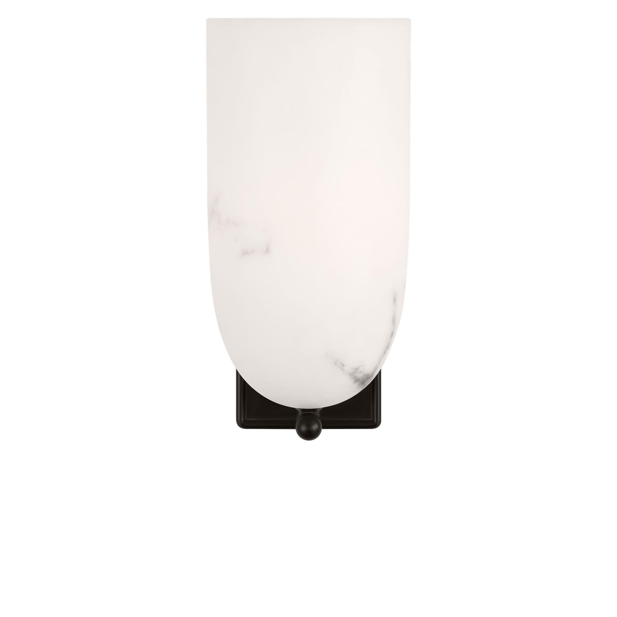Shown in Aged Iron finish and Faux Alabaster Resin shade