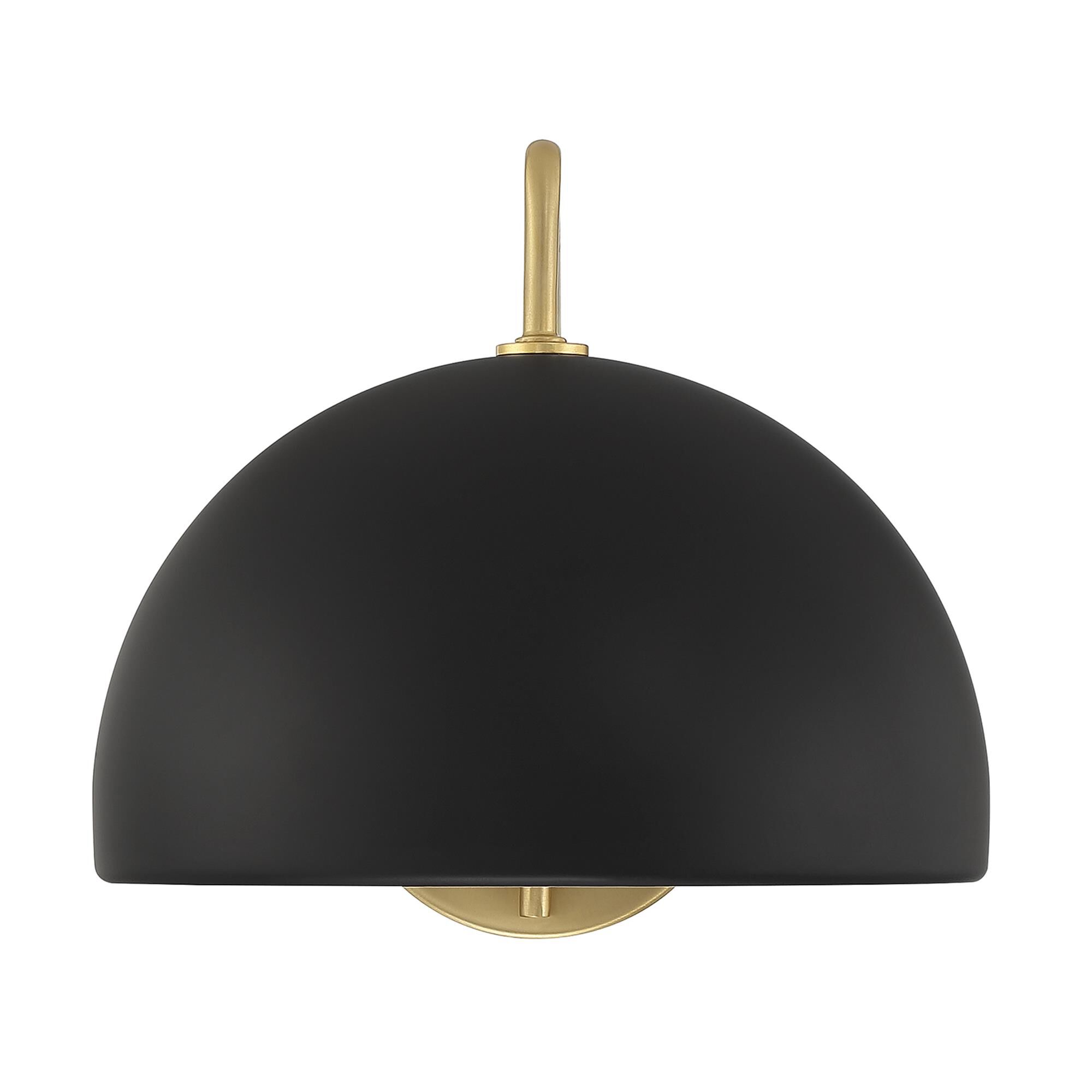 Shown in Matte Black with Natural Brass finish and Metal shade