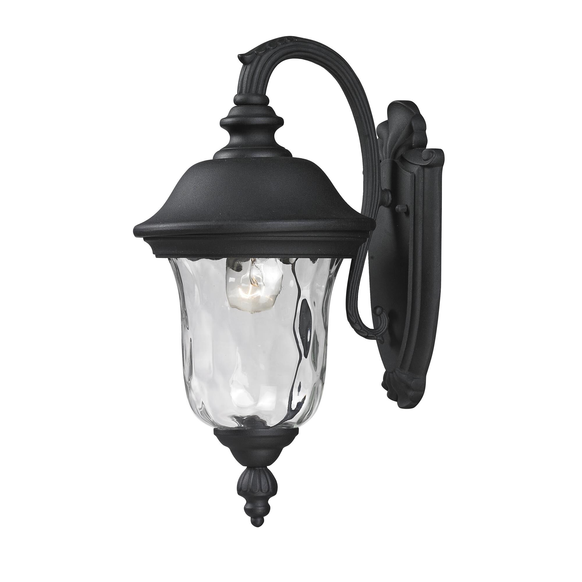 Shown in Black finish and Glass shade
