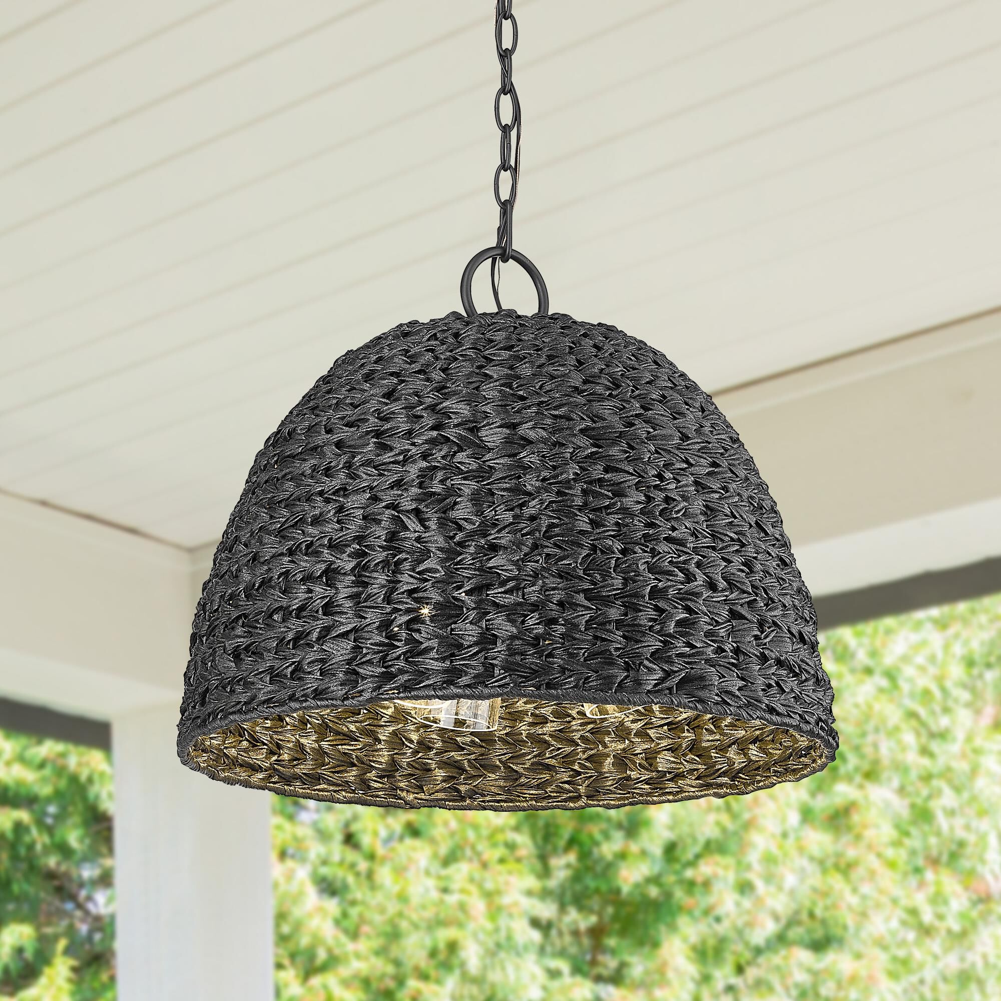 Shown in Natural Black finish and Silken Black Wicker shade
