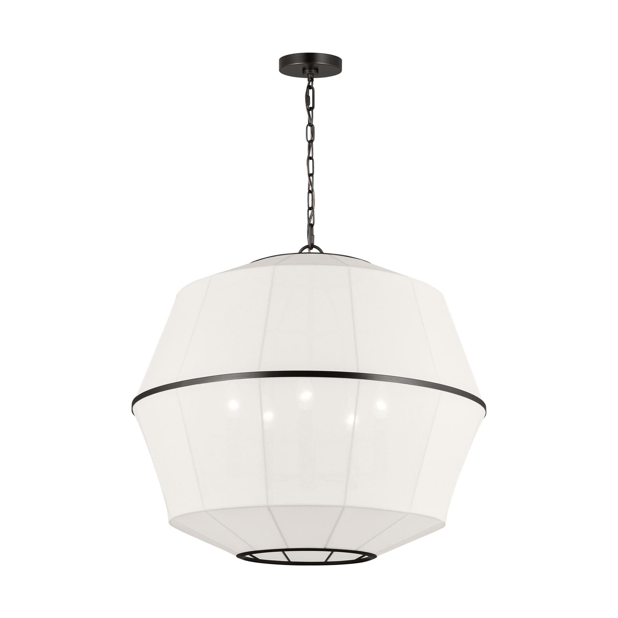 Shown in Aged Iron finish and White Linen shade