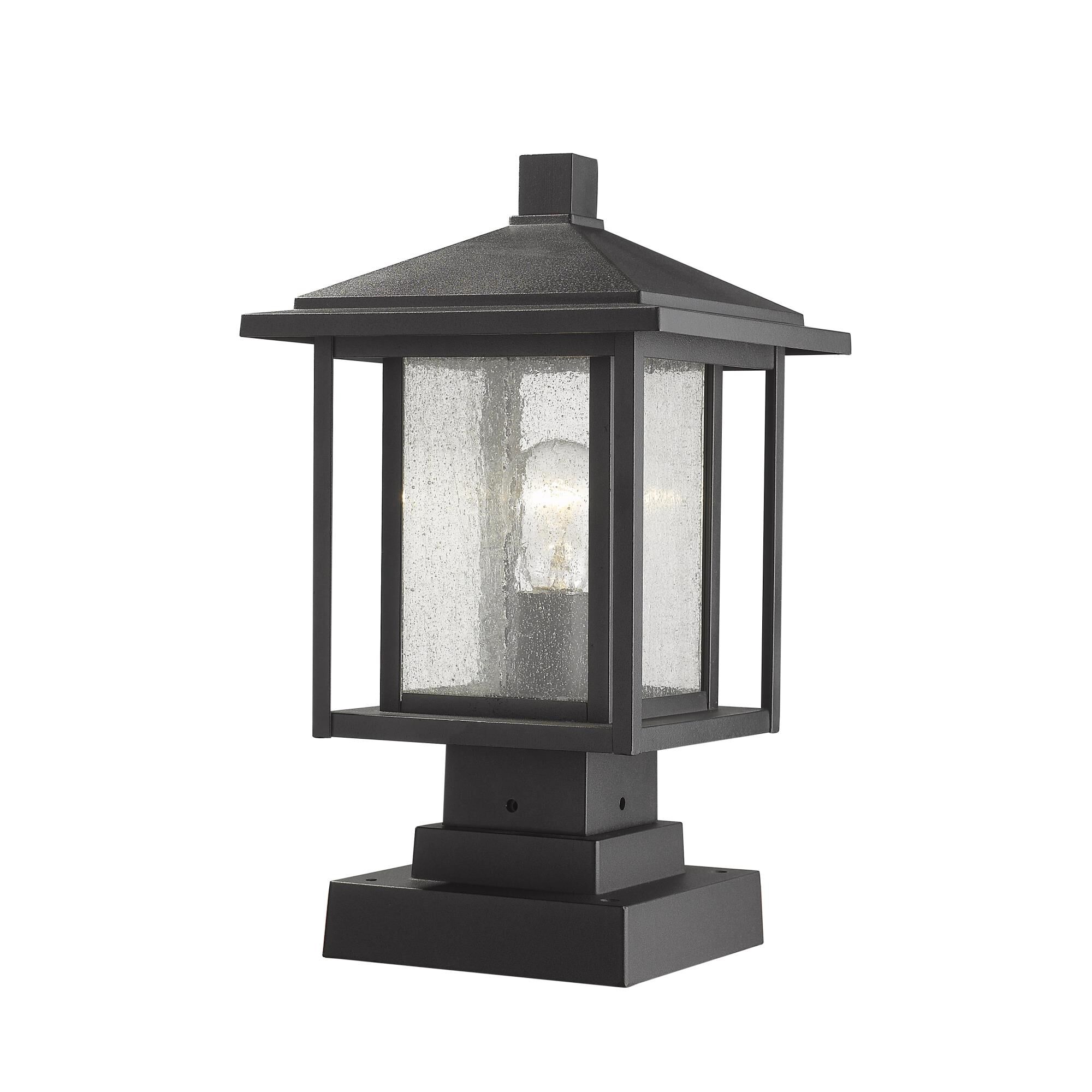 Shown in Black finish and Glass shade