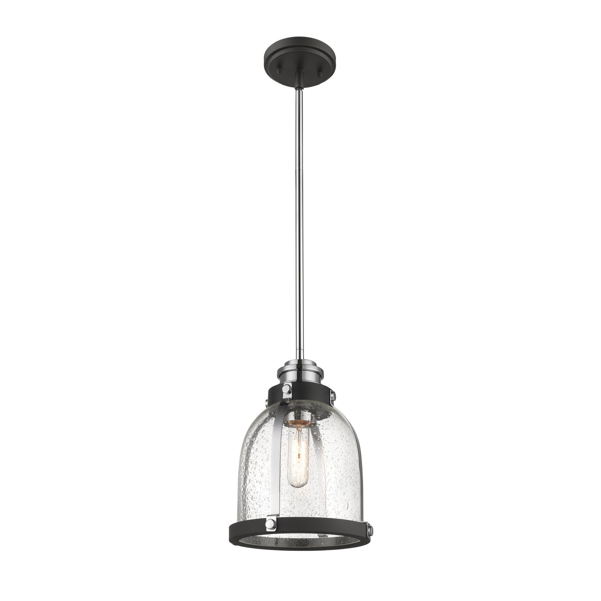 Shown in Matte Black + Chrome finish and Glass shade