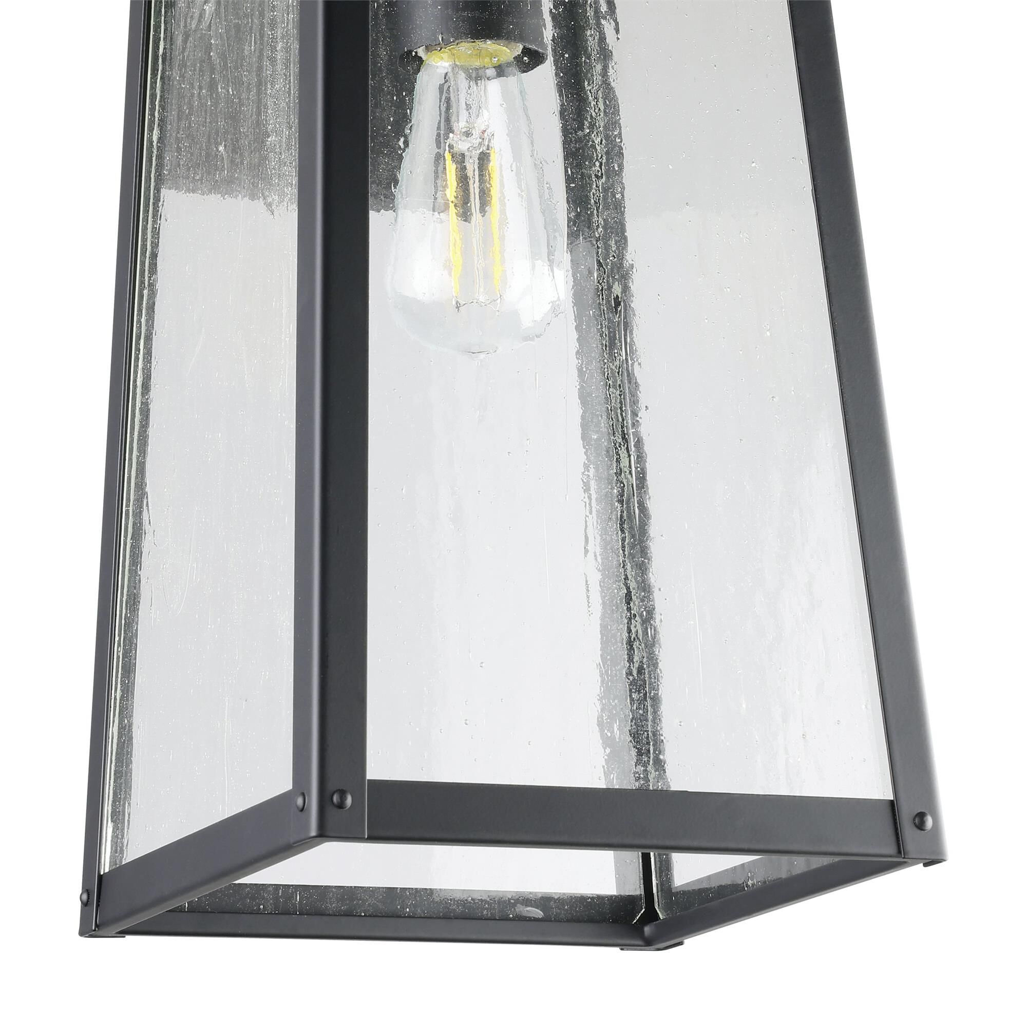 Shown in Matte Black finish and Clear Antique glass