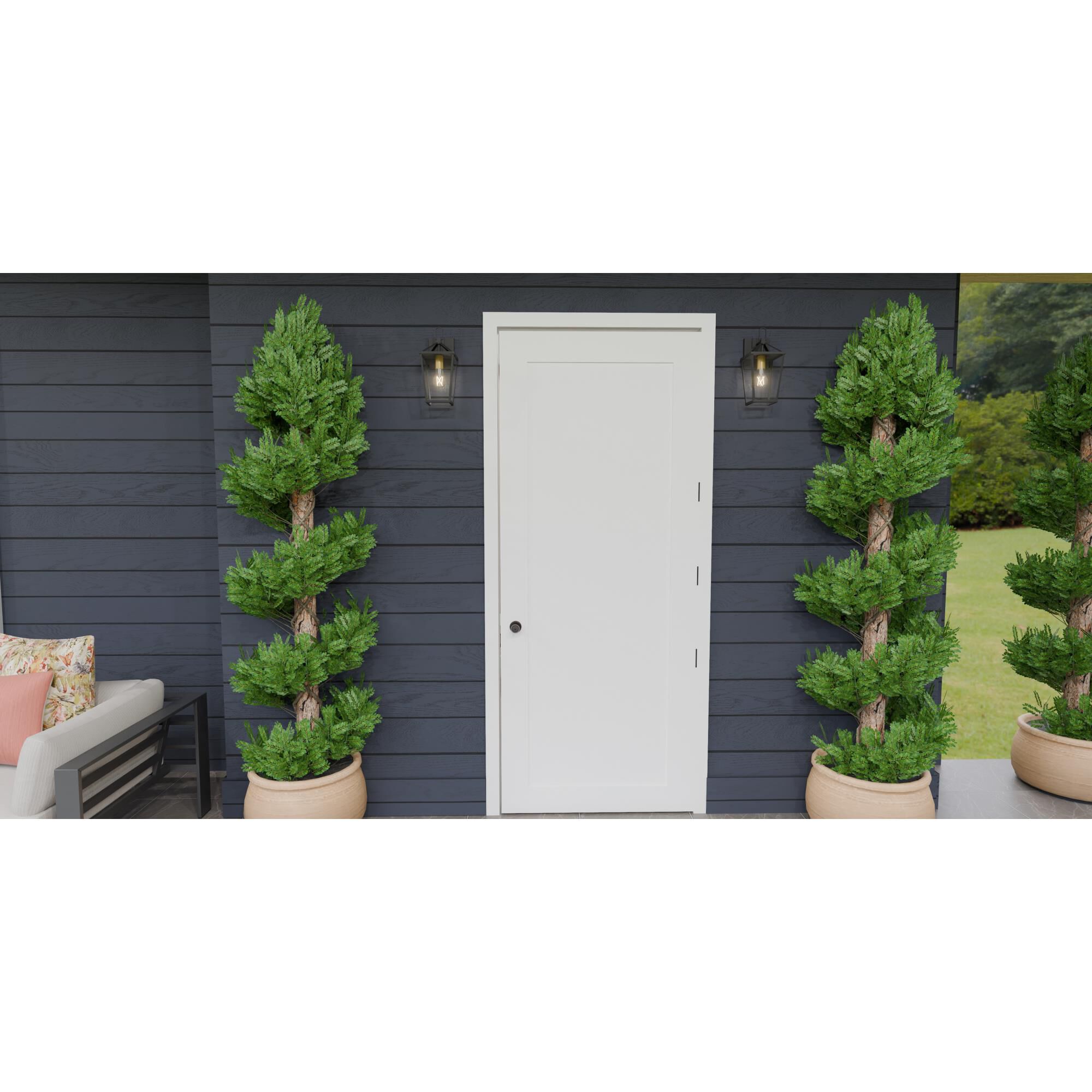 Shown in Matte Black finish and Clear Beveled glass