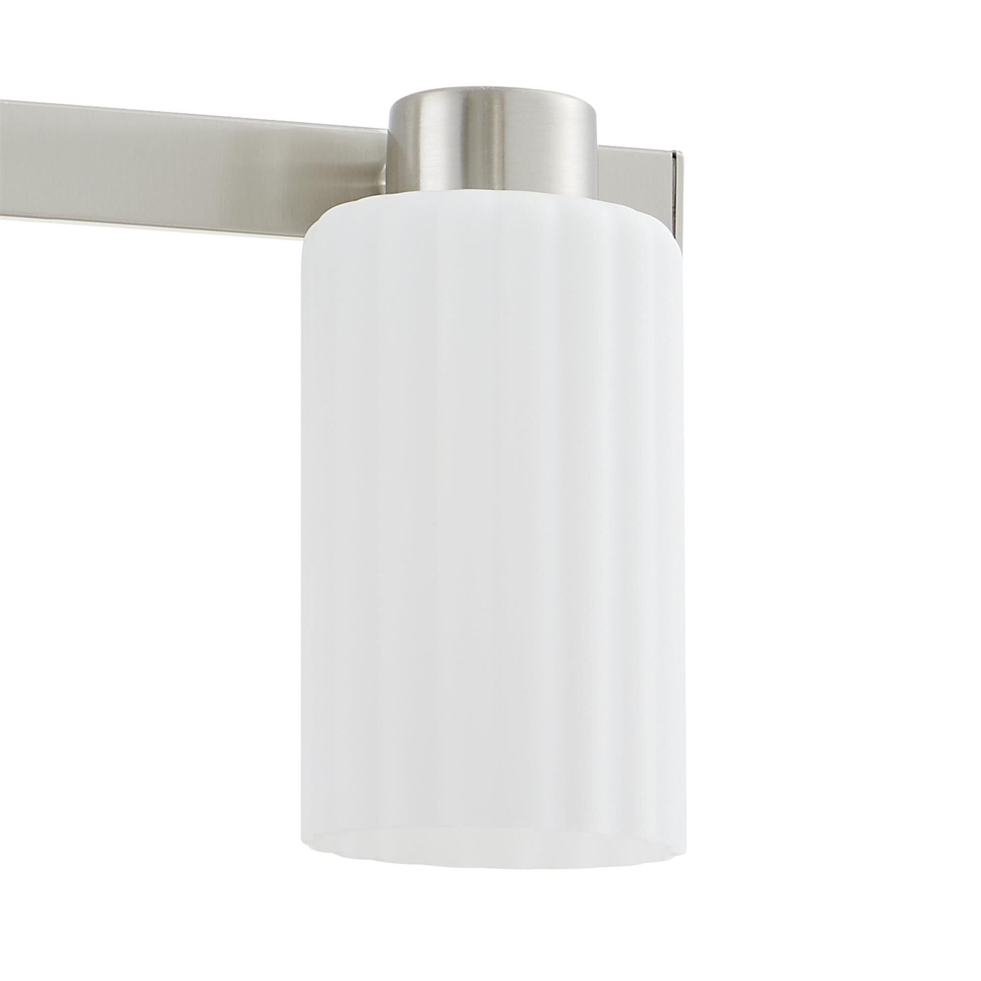 Shown in Brushed Nickel finish and Etched Opal Ribbed glass