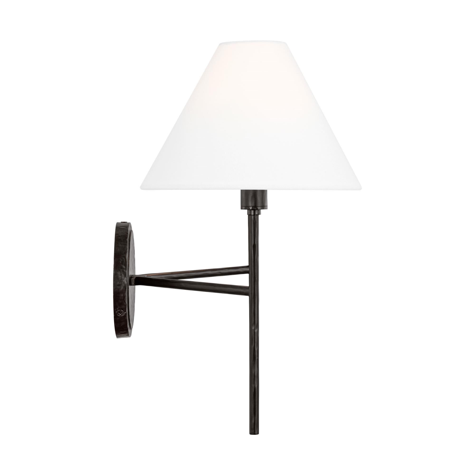 Shown in Aged Iron finish and White Linen shade