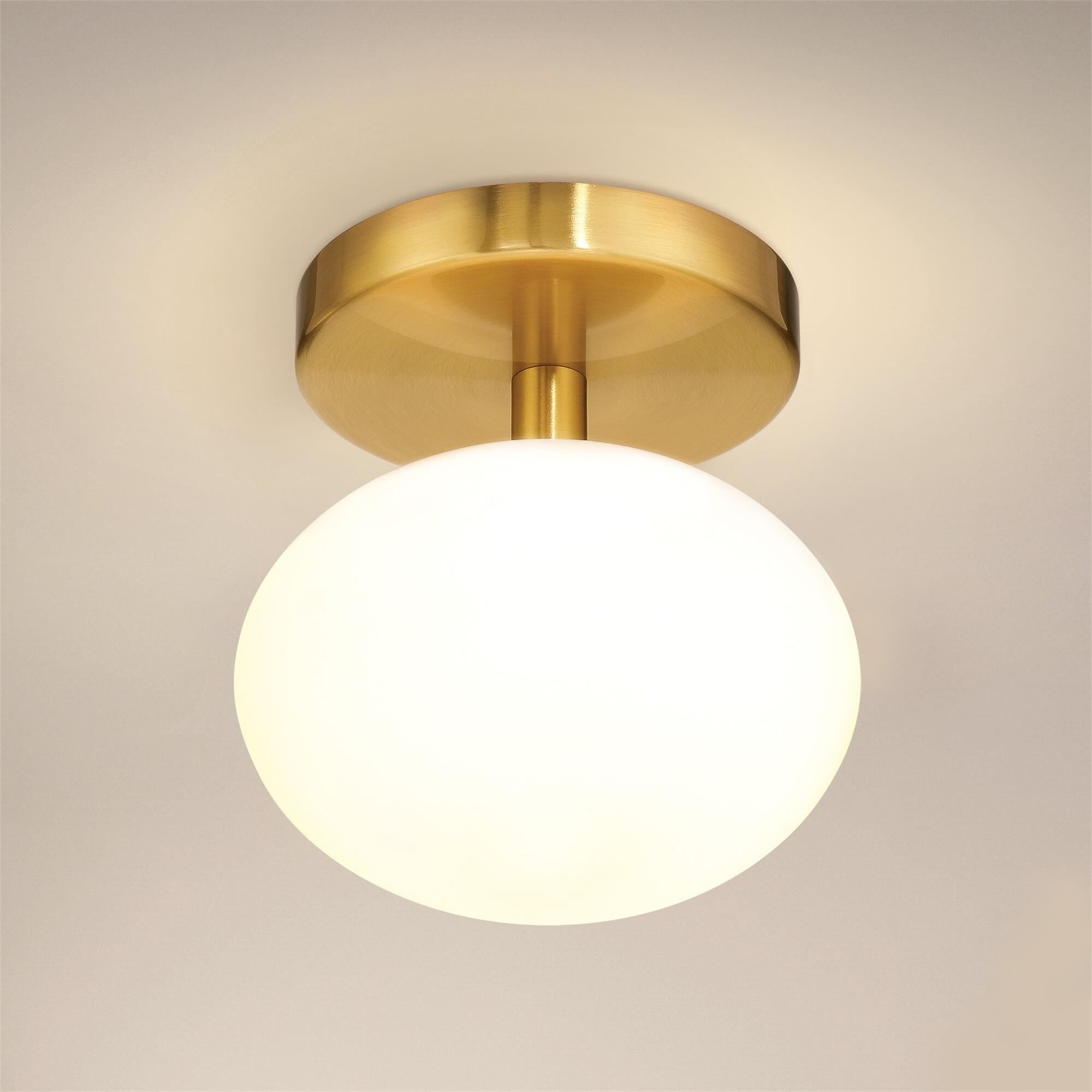 Shown in Brushed Gold finish and Opal glass