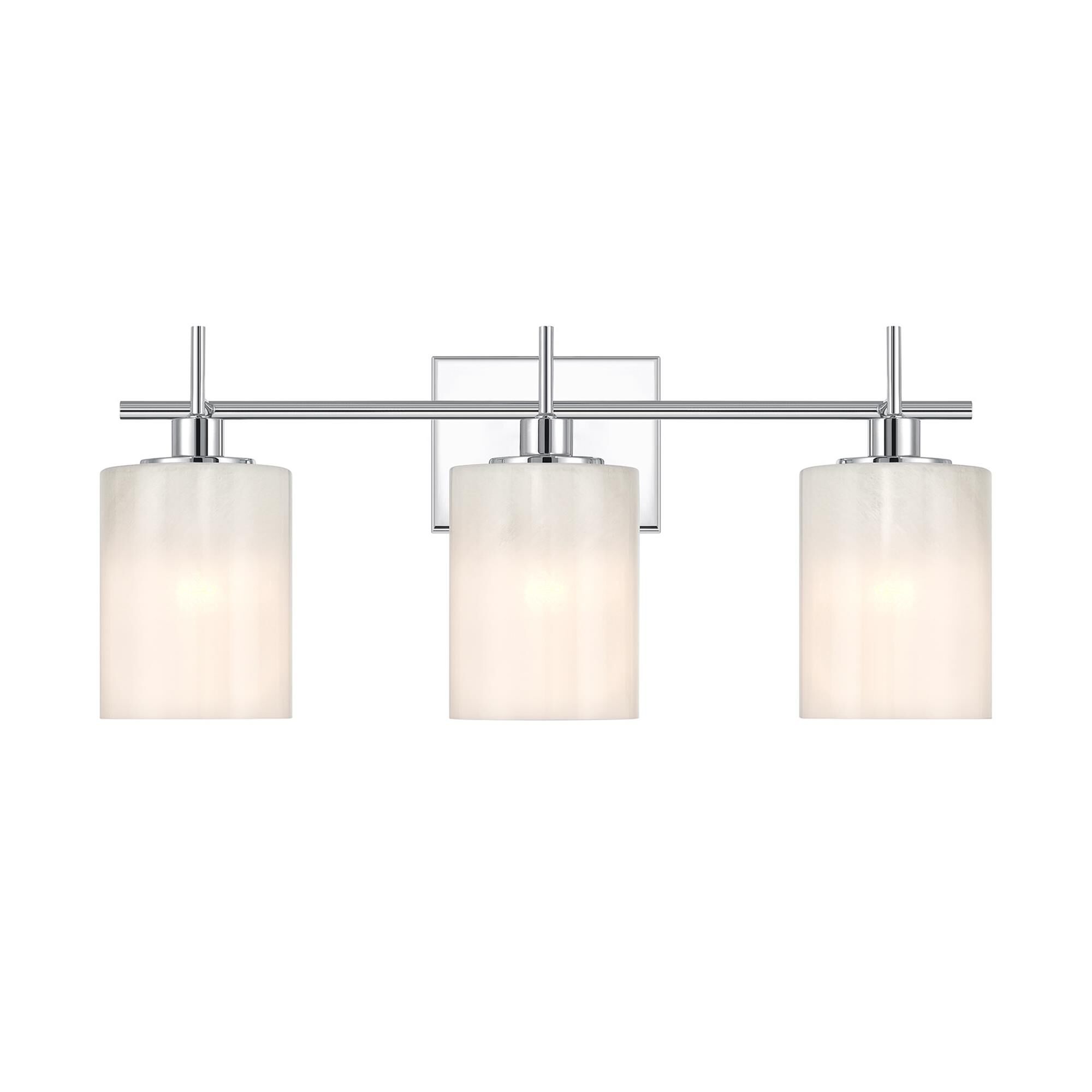 Shown in Chrome finish and White Strie glass and Glass shade