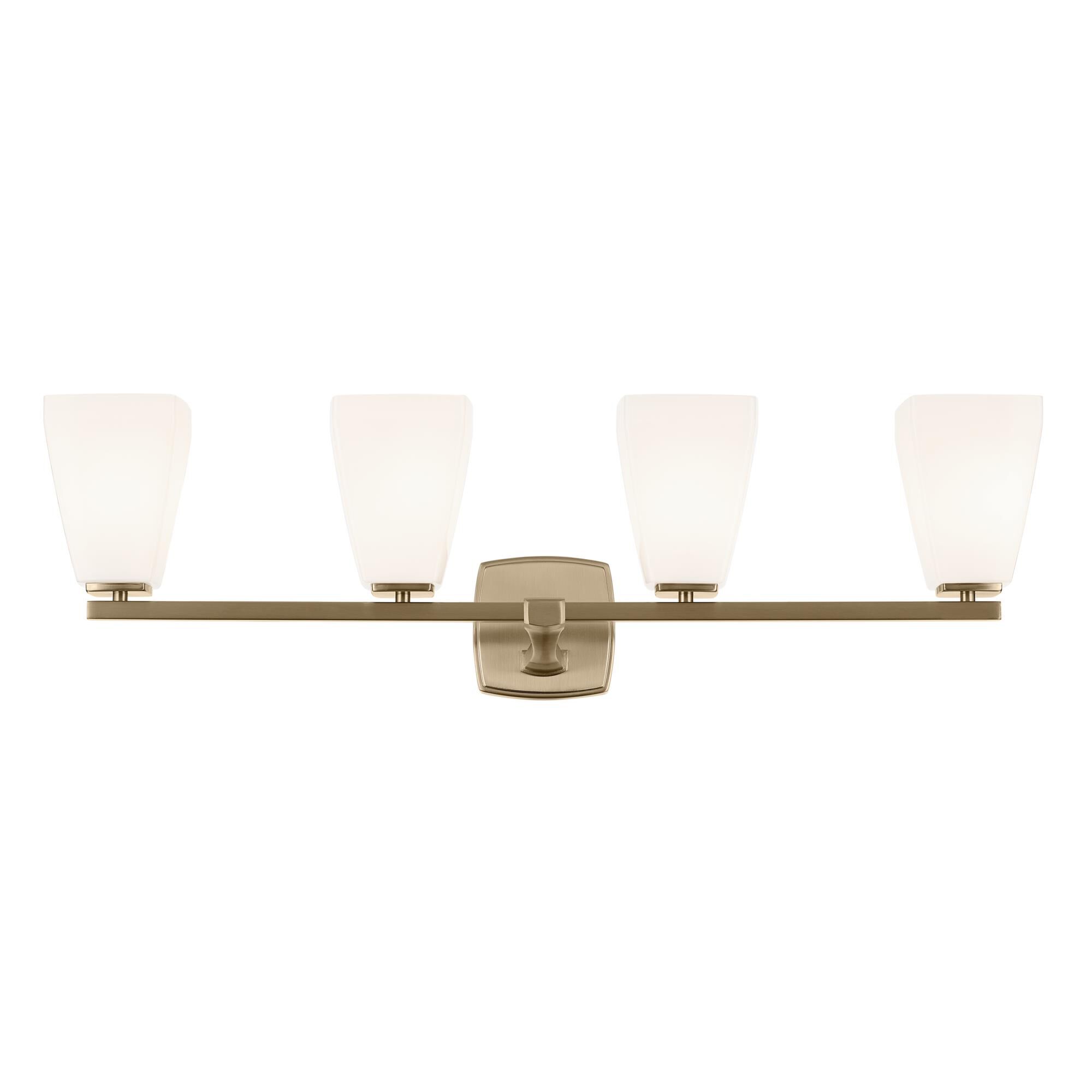 Shown in Champagne Bronze finish and Opal glass