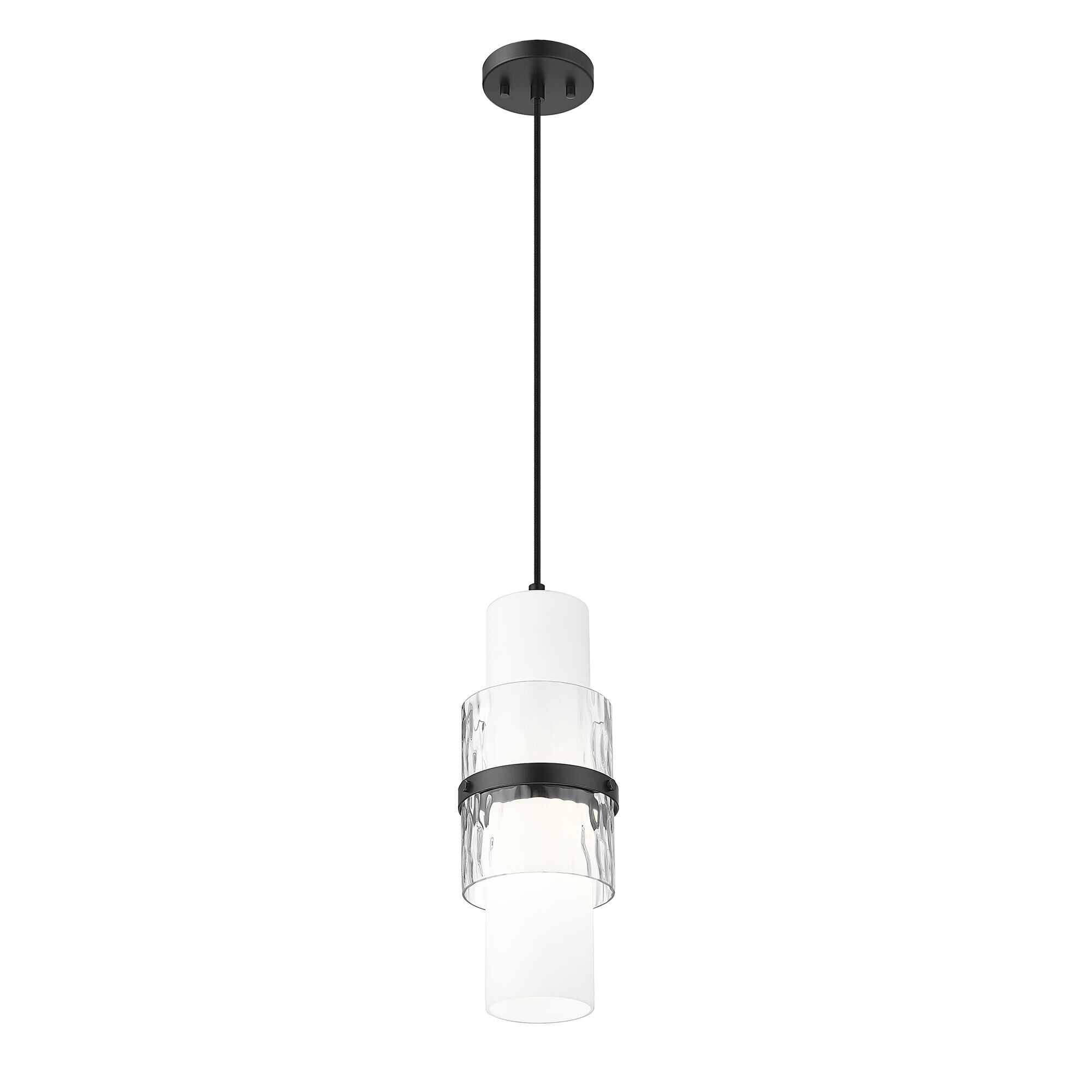 Shown in Matte Black finish and Clear + Etched Opal glass and Clear + Etched Opal shade