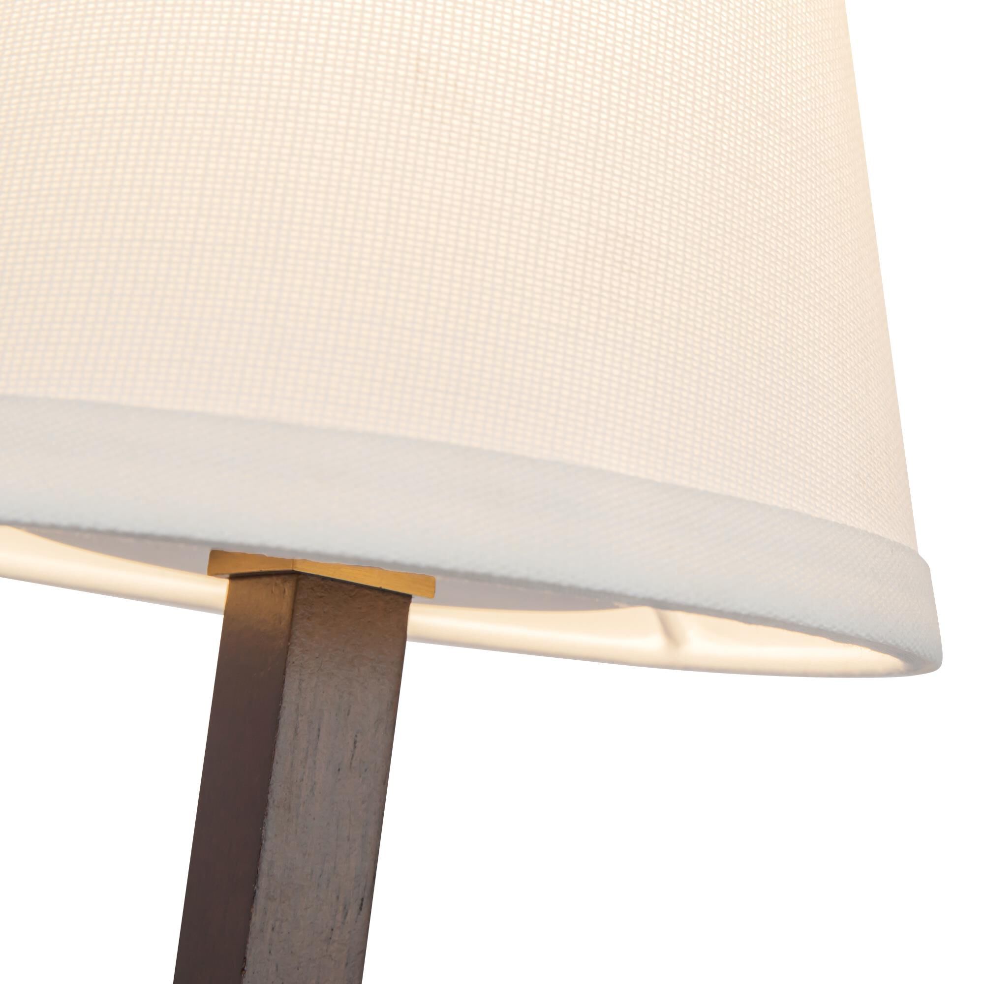 Shown in Brushed Gold finish and White Linen shade