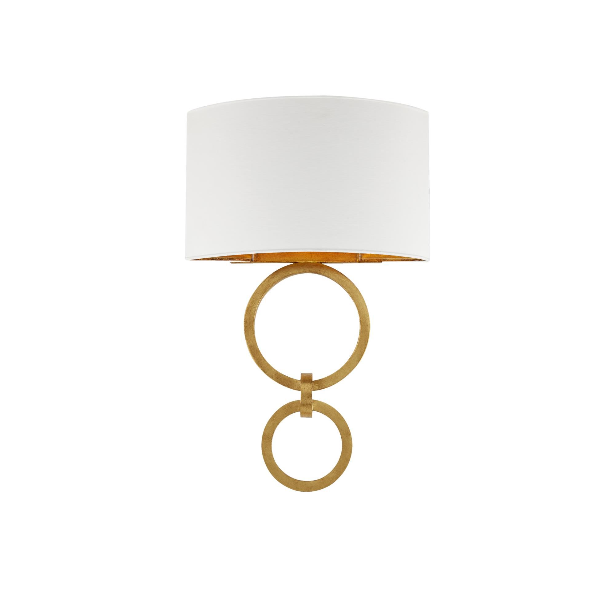 Shown in Gesso White and Contemporary Gold Leaf finish and Metal shade