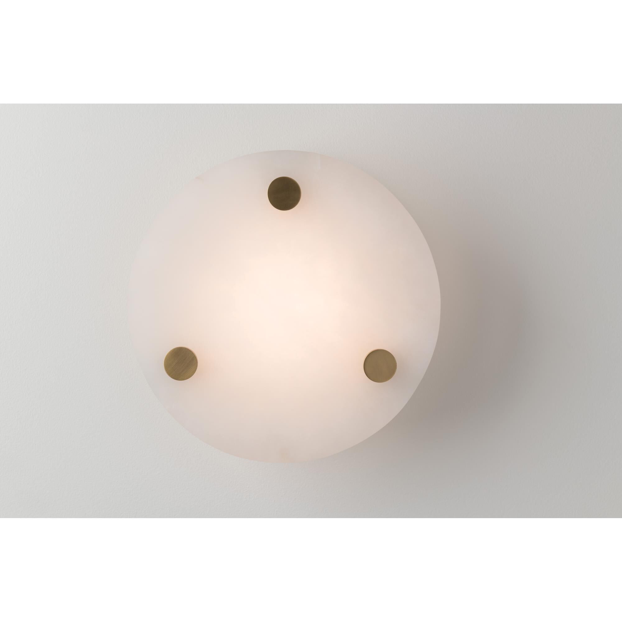 Shown in Aged Brass finish and White Alabaster glass