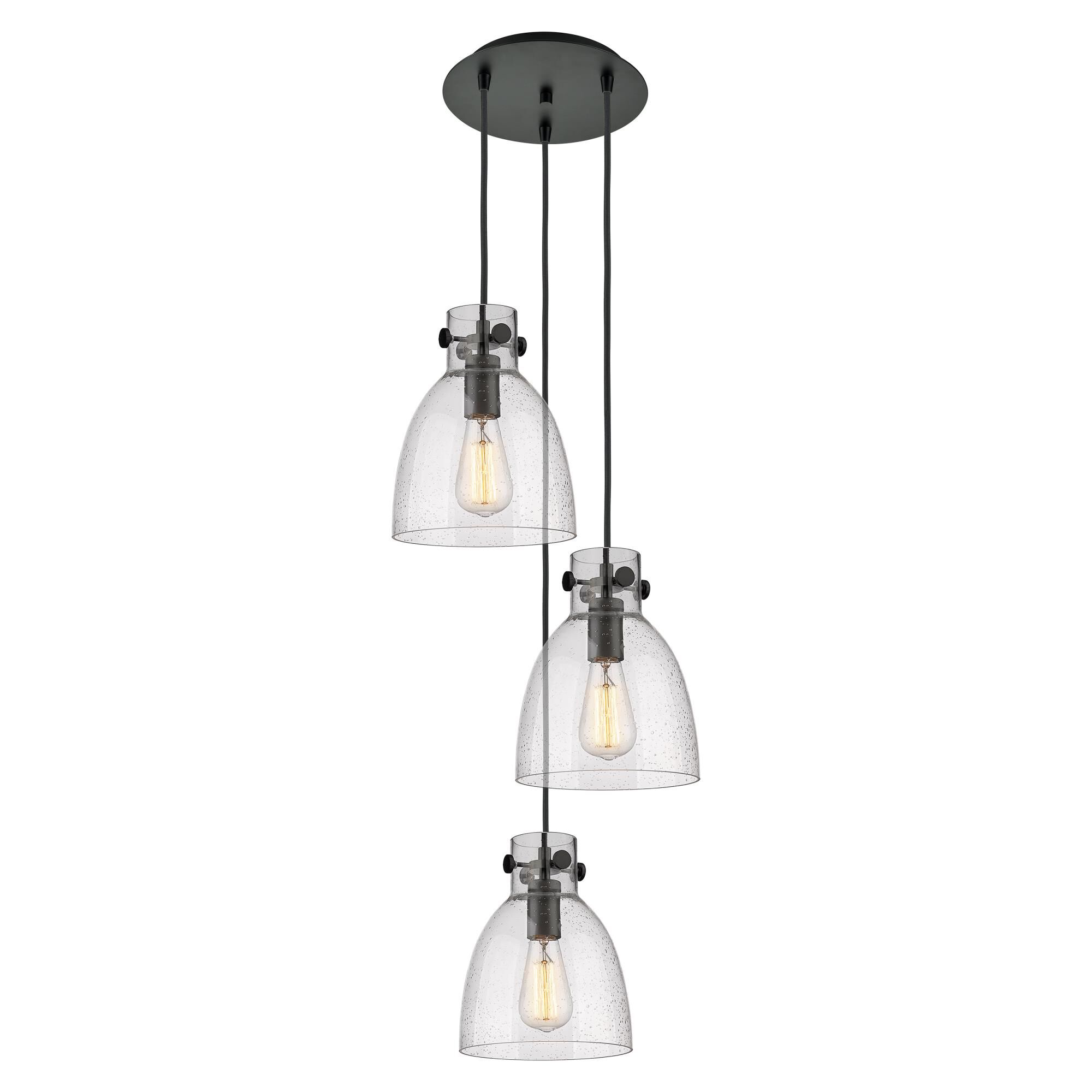 Shown in Matte Black finish and Seedy glass and Seedy Glass shade