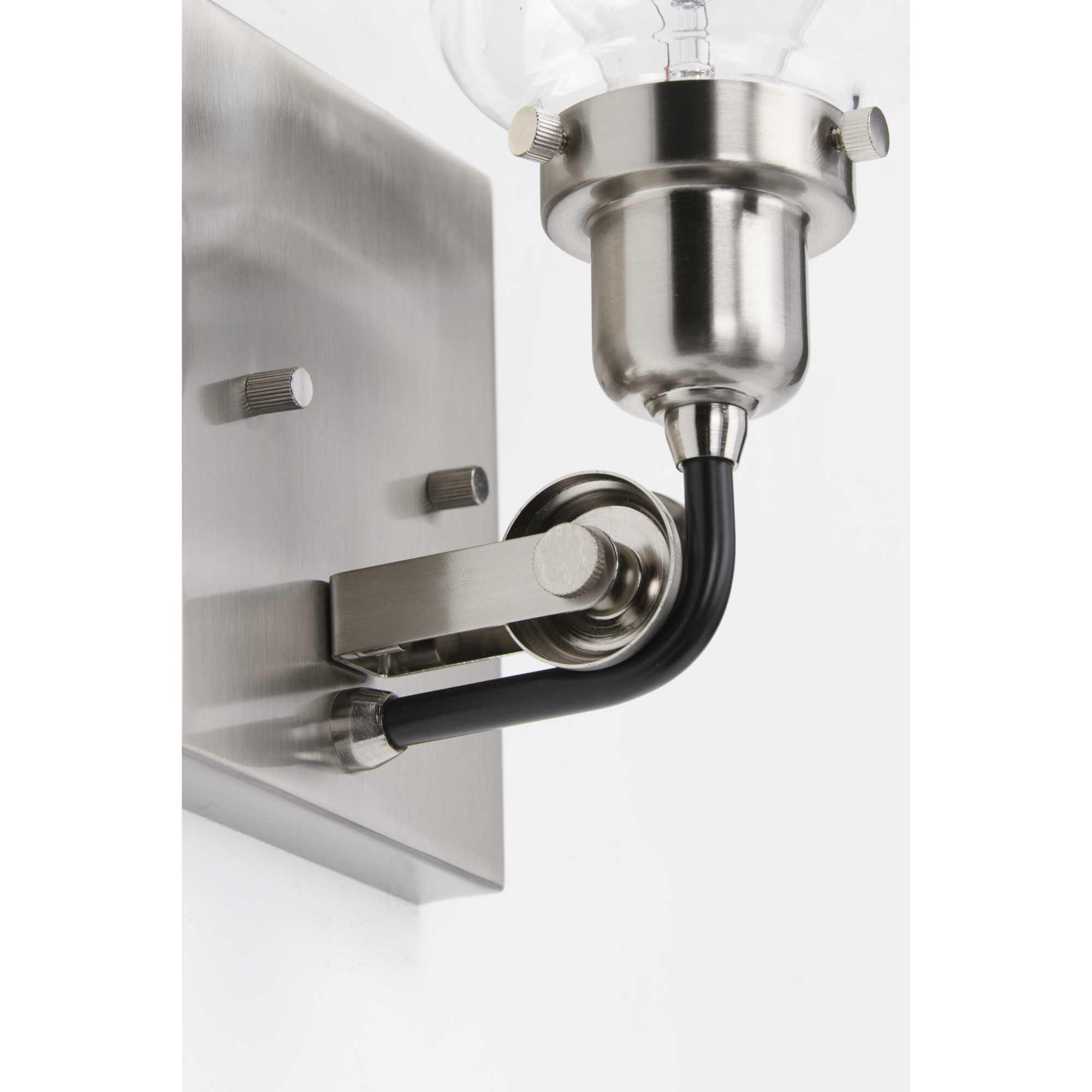 Shown in Brushed Nickel finish and Clear glass