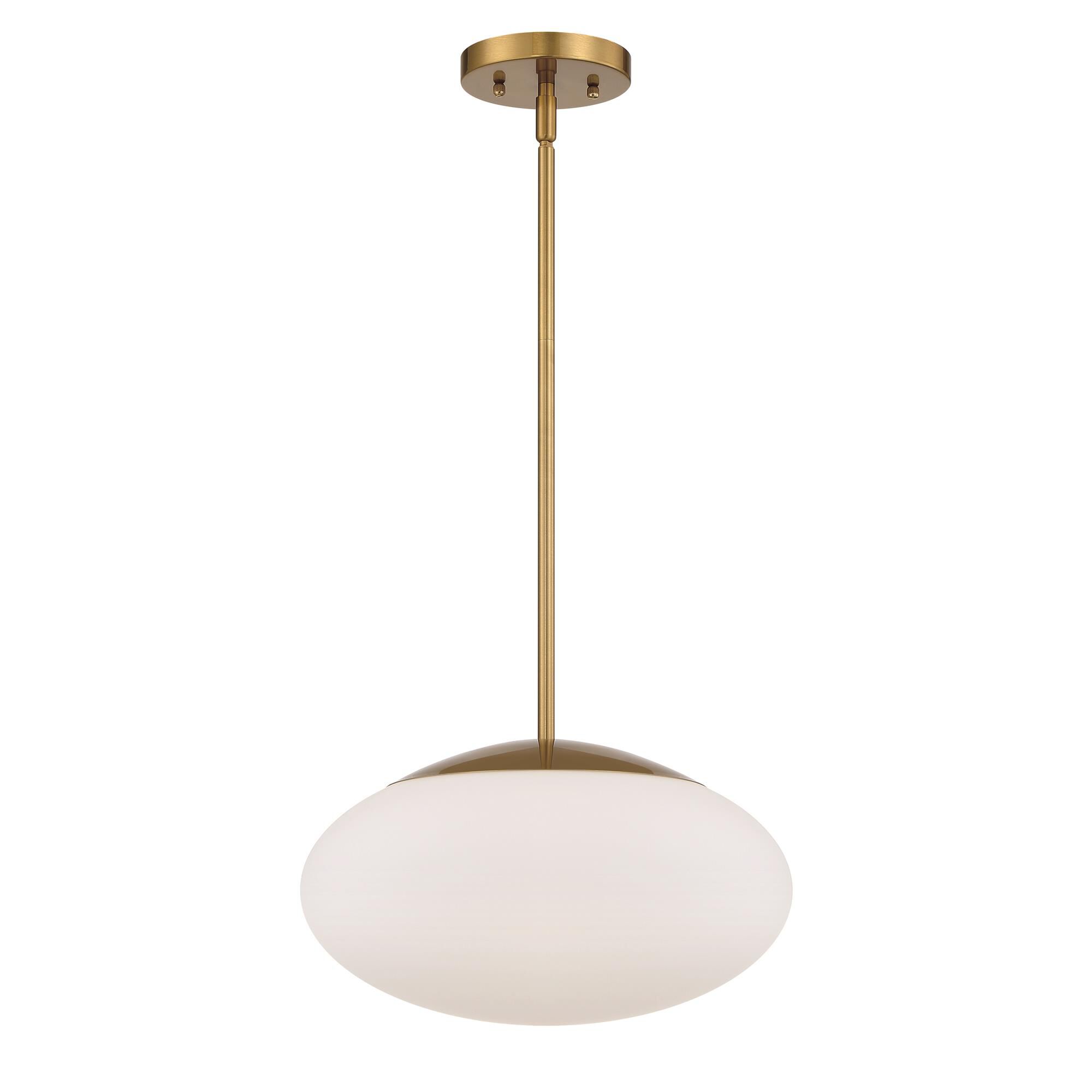 Shown in Satin Brass finish and Frostwhite glass