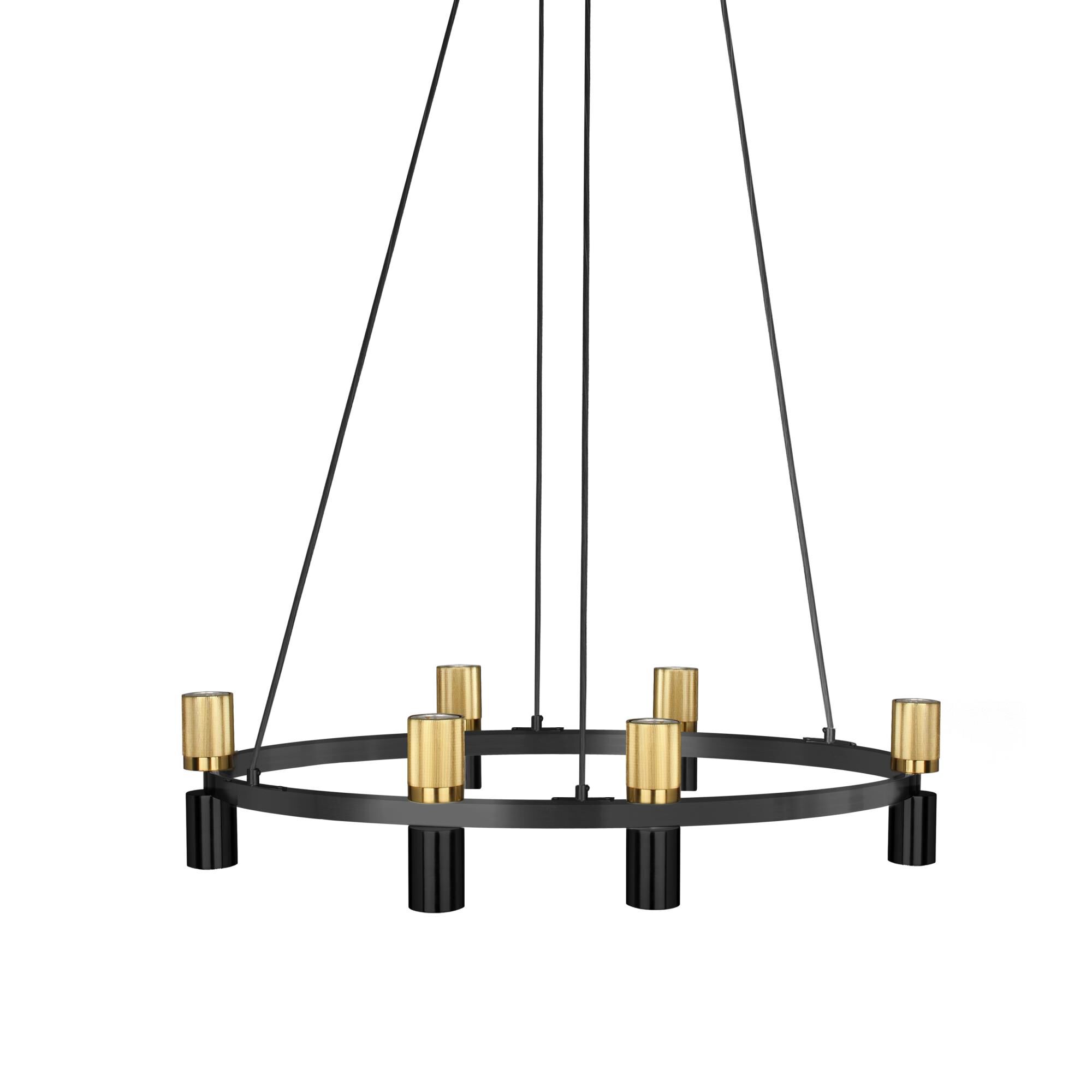 Shown in Matte Black finish and Matte Black/Aged Brass shade