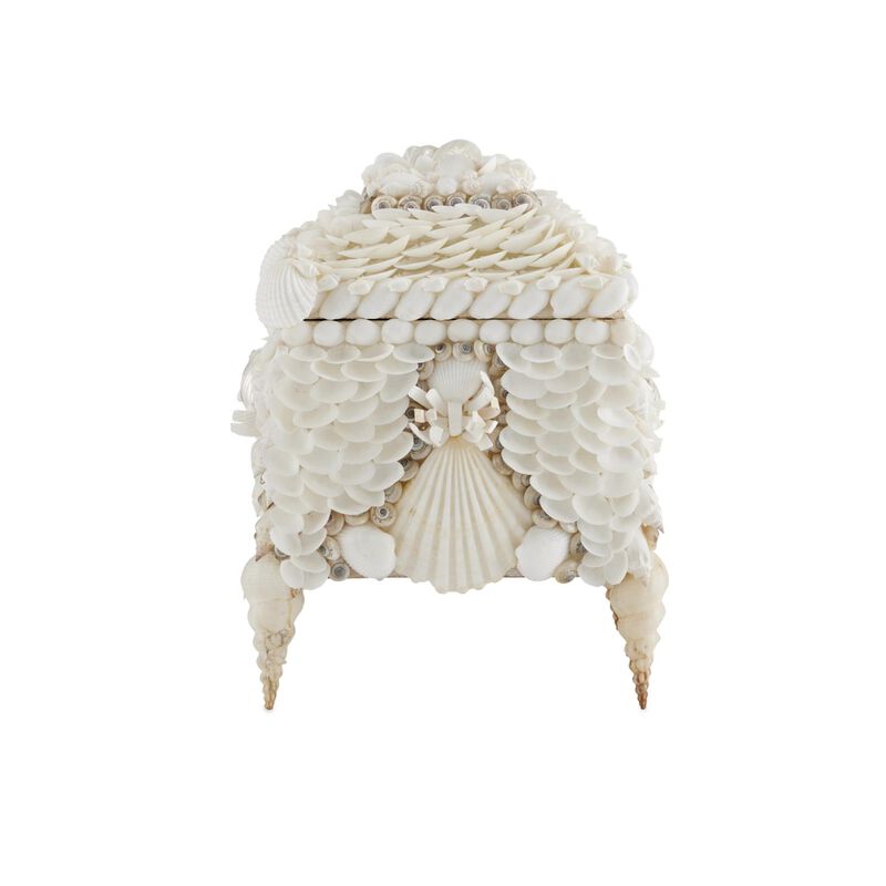 Boardwalk White Shell Jewelry Box Accent Box by Currey and Company