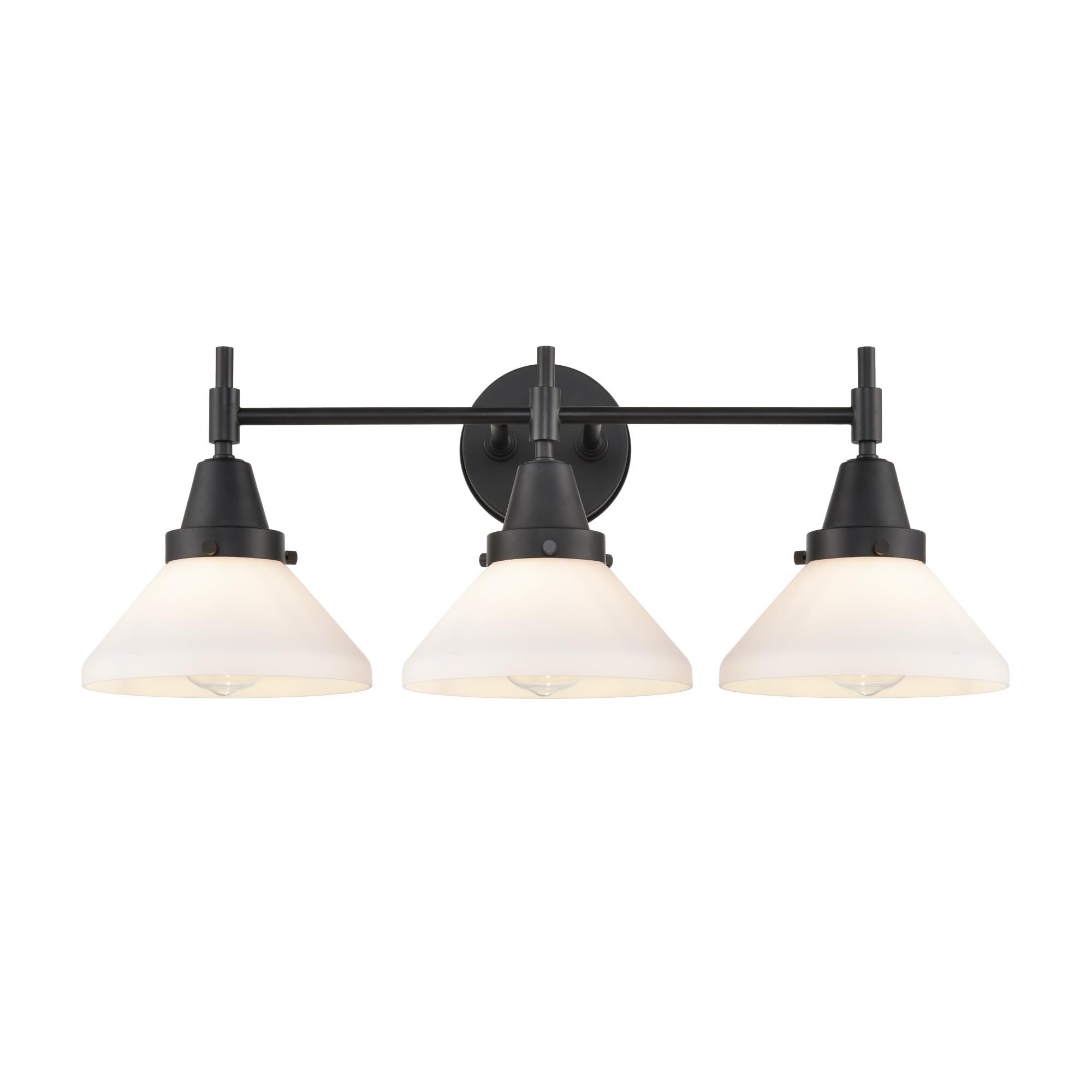 Shown in Matte Black finish and White Caden glass