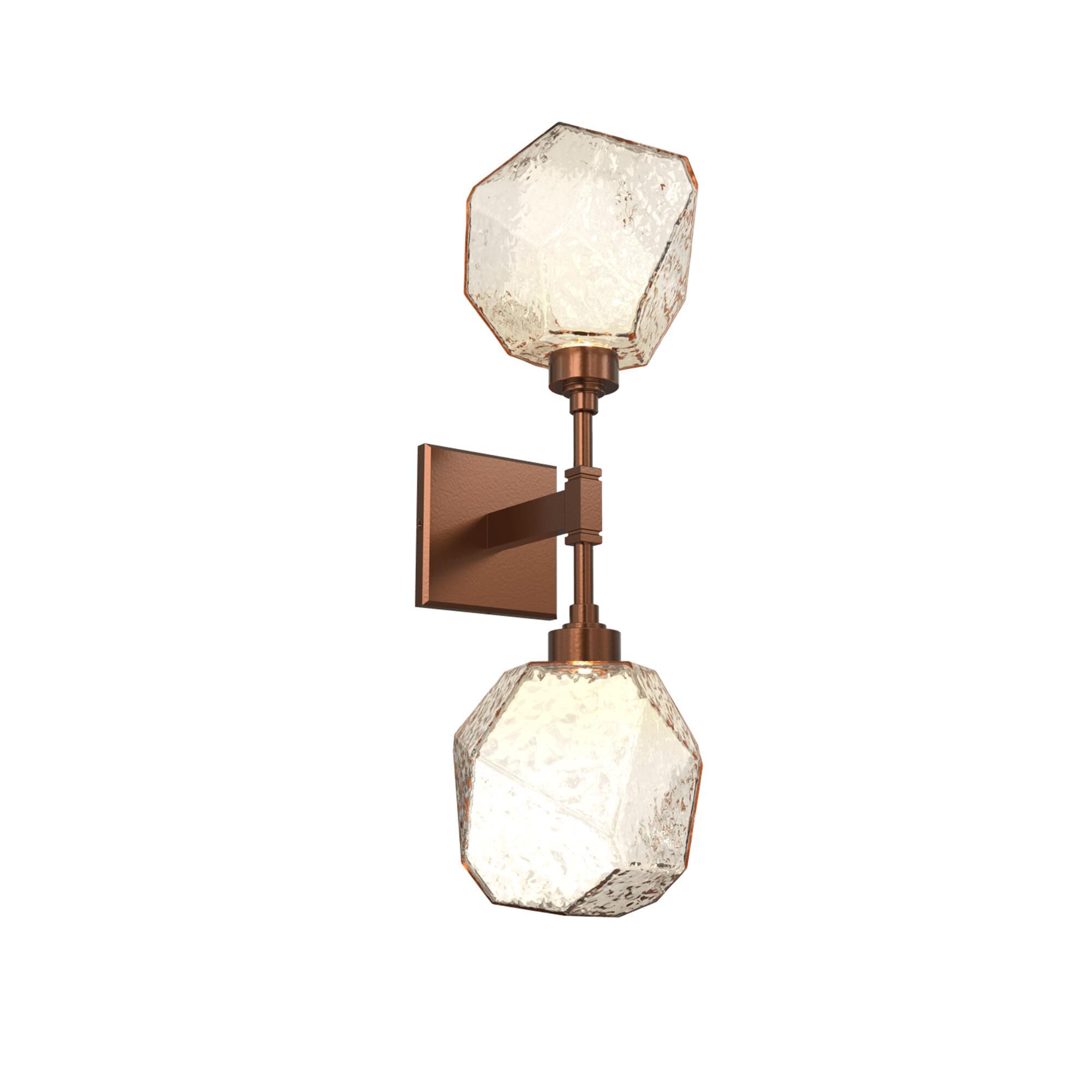 Shown in Burnished Bronze finish and Amber Blown glass