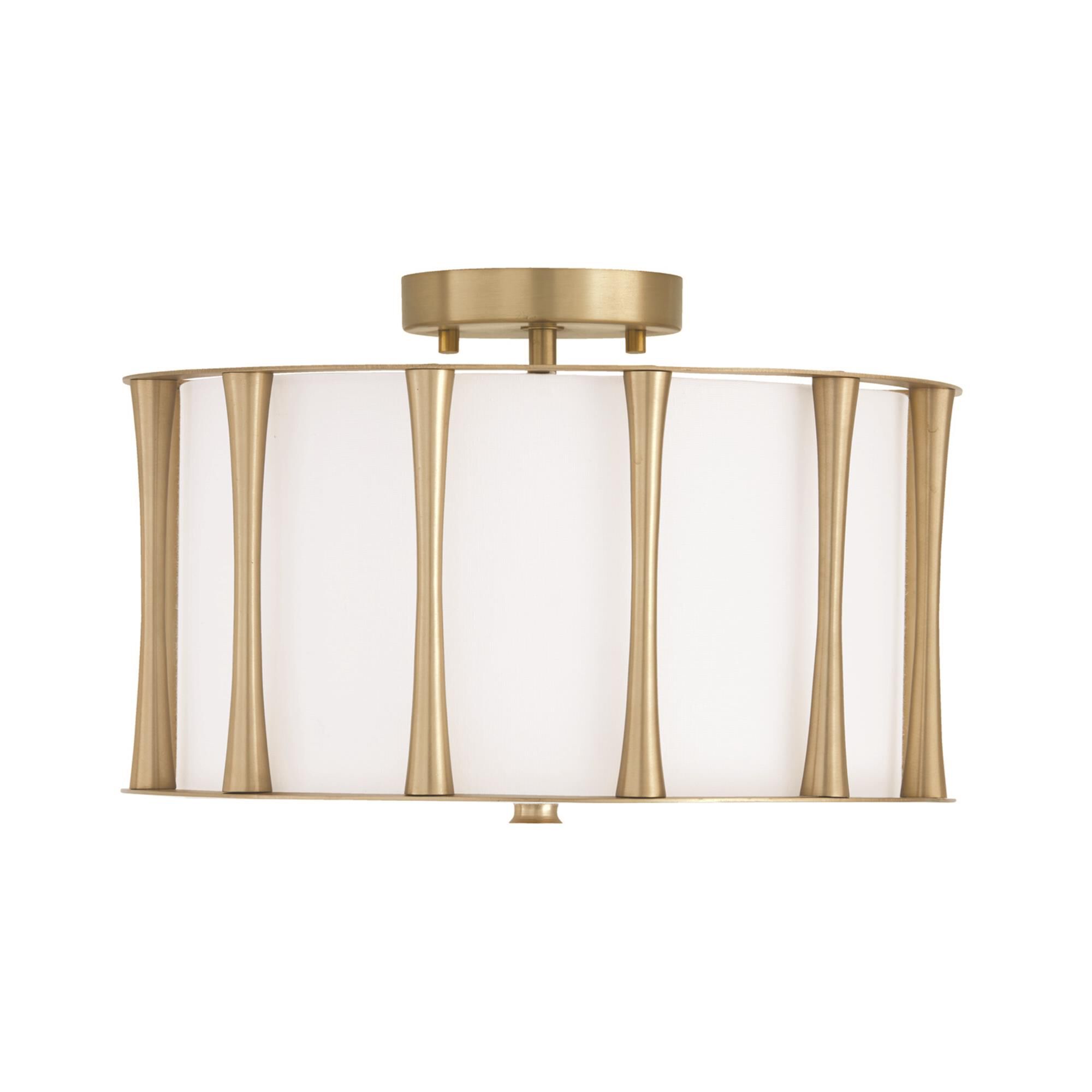 Shown in Matte Brass with Frosted Acrylic Diffuser finish and White Fabric shade