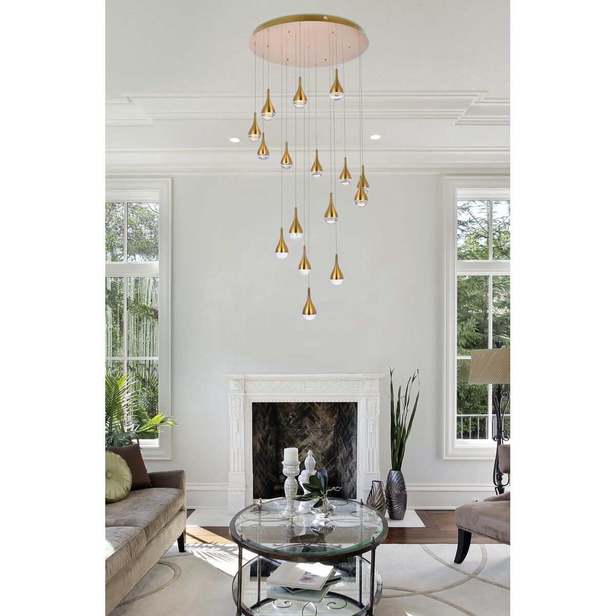 Shown in Satin Gold finish and Clear Royal Cut crystal