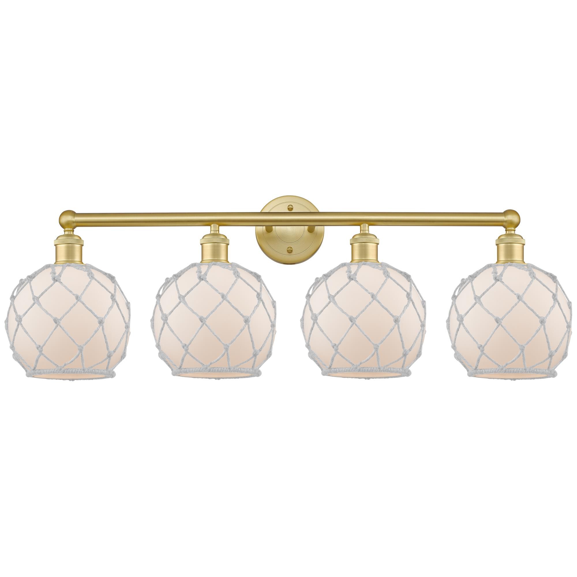 Shown in Satin Gold finish and White with White Rope glass