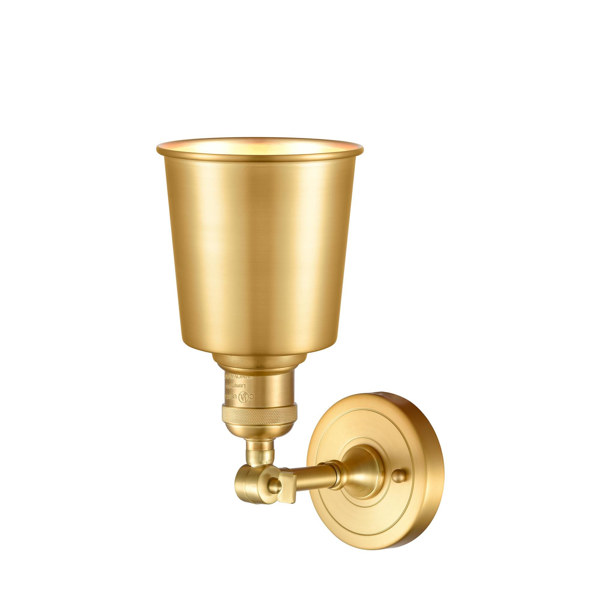 Shown in Satin Gold finish and Satin Gold Addison shade
