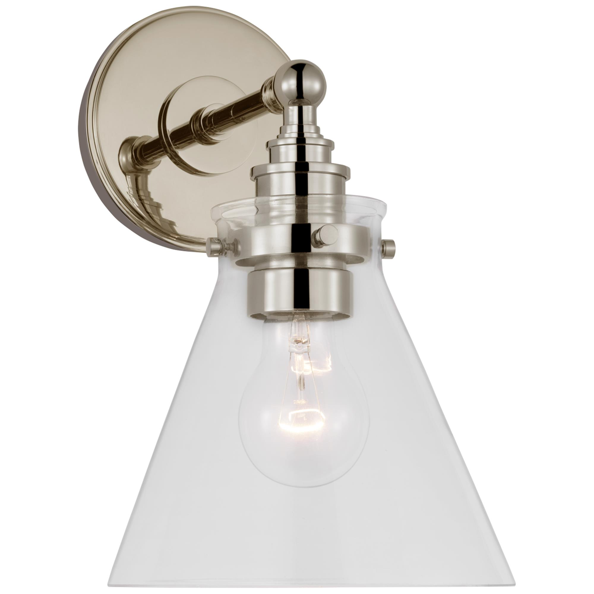 Shown in Polished Nickel finish and Clear glass