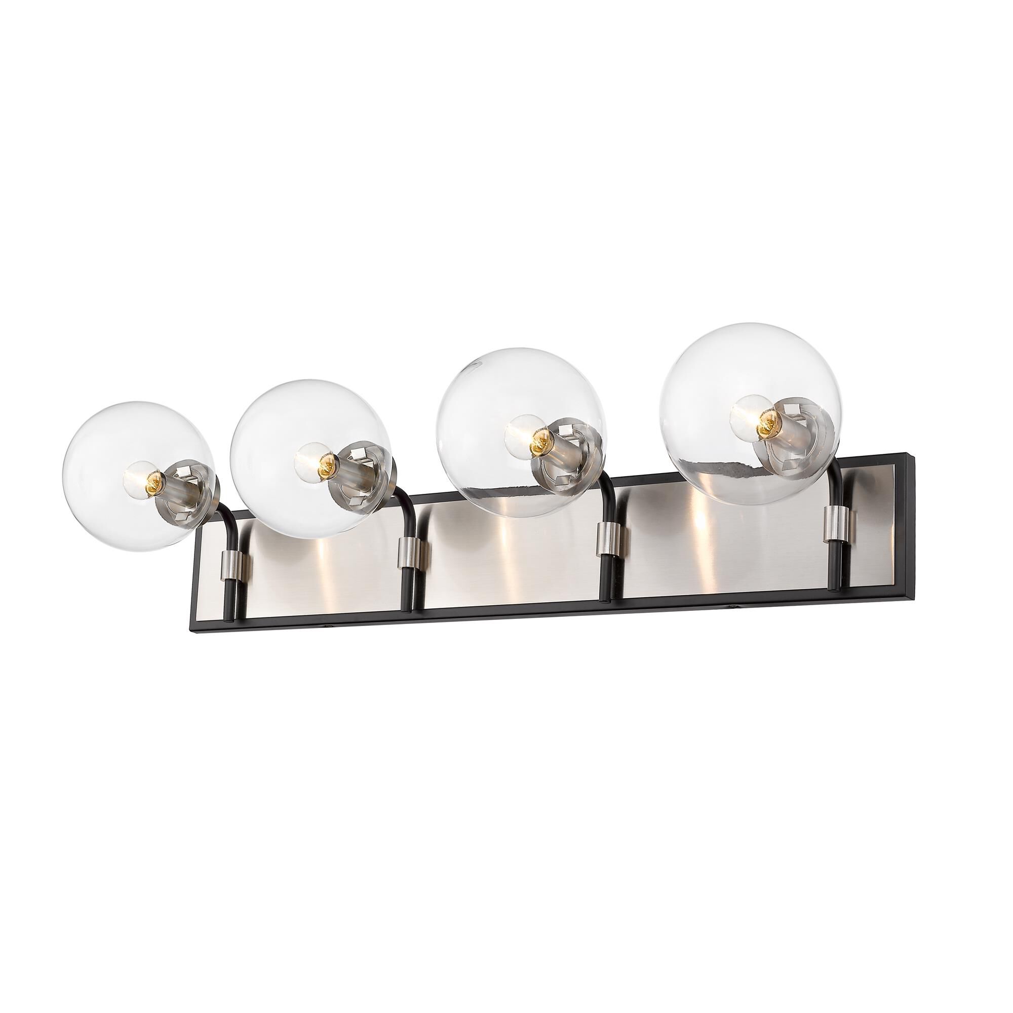 Shown in Matte Black + Brushed Nickel finish and Glass shade
