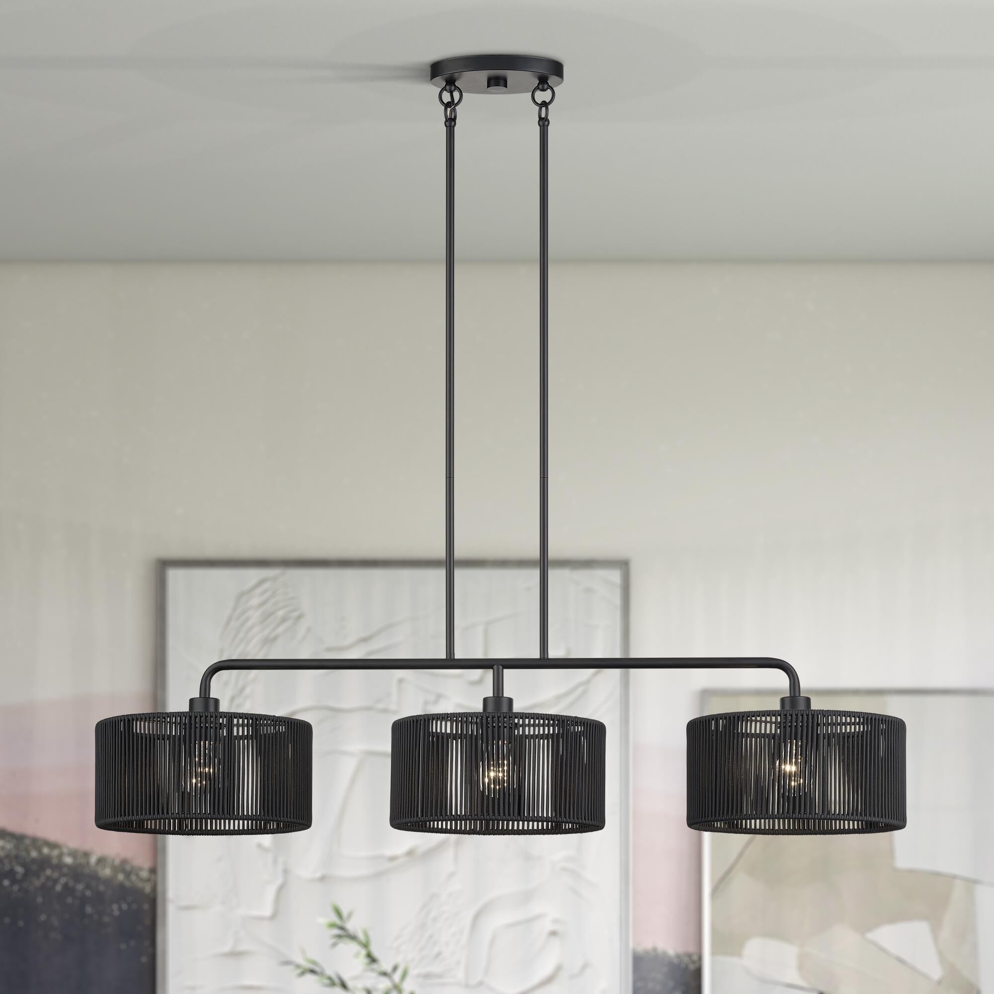 Shown in Black finish and Hand-Woven Parisian Night Color Polyester Rope shade