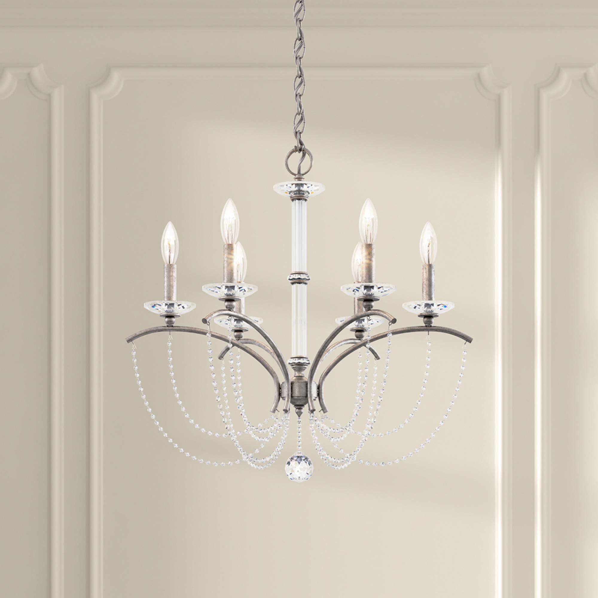 Shown in Antique Silver finish and Clear Optic crystal