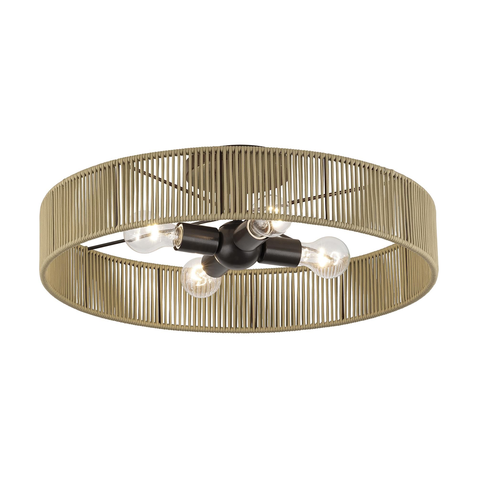 Shown in English Bronze finish and Hand-Woven Venetian Gold Color Polyester Rope shade