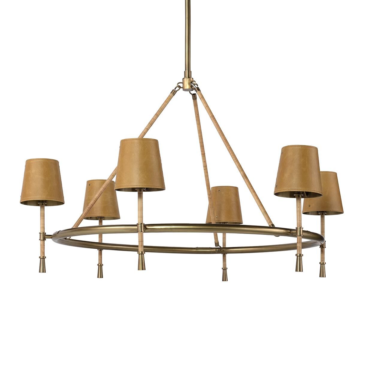 Shown in Burnished Brass finish and Leather  shade