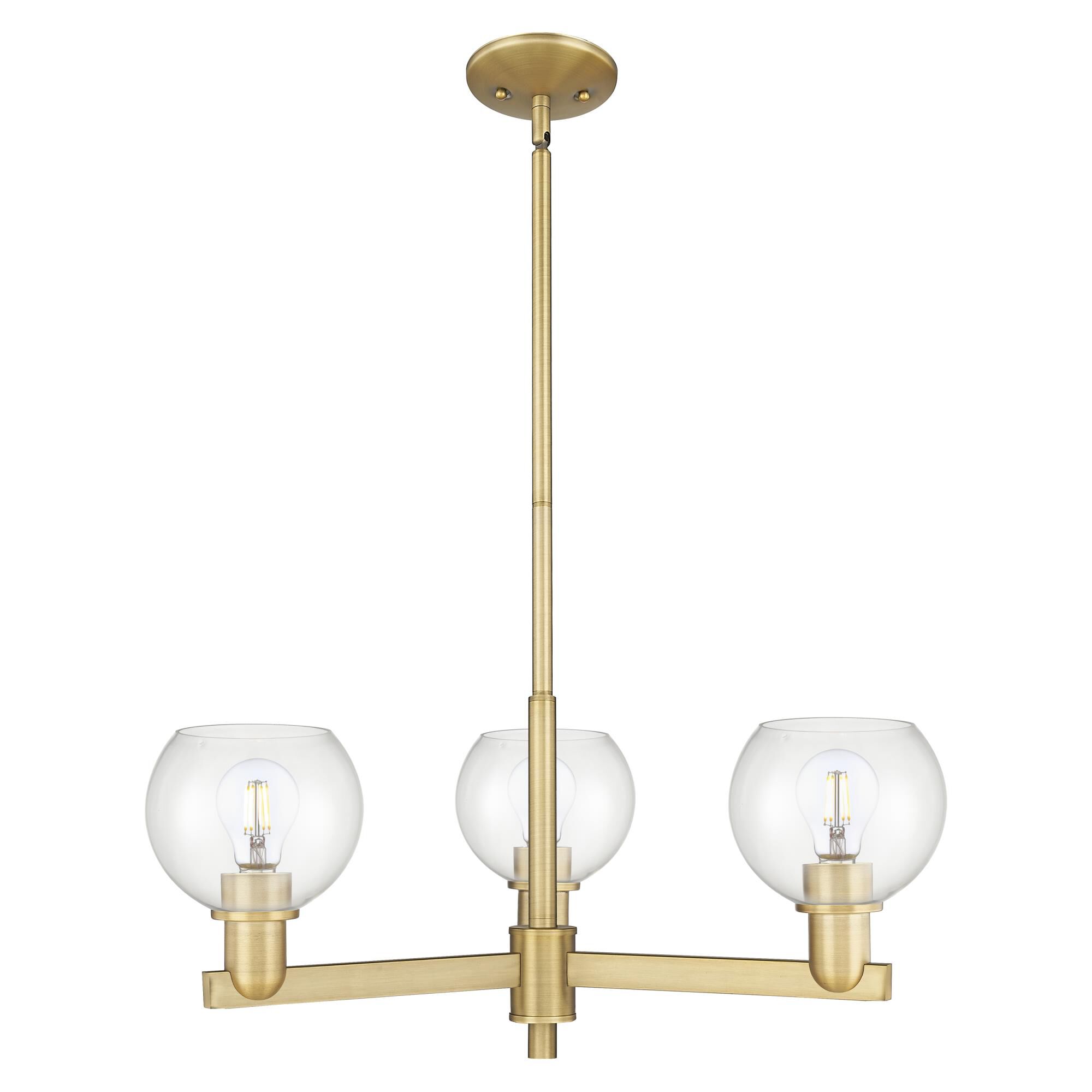 Shown in Brushed Brass finish and Clear glass
