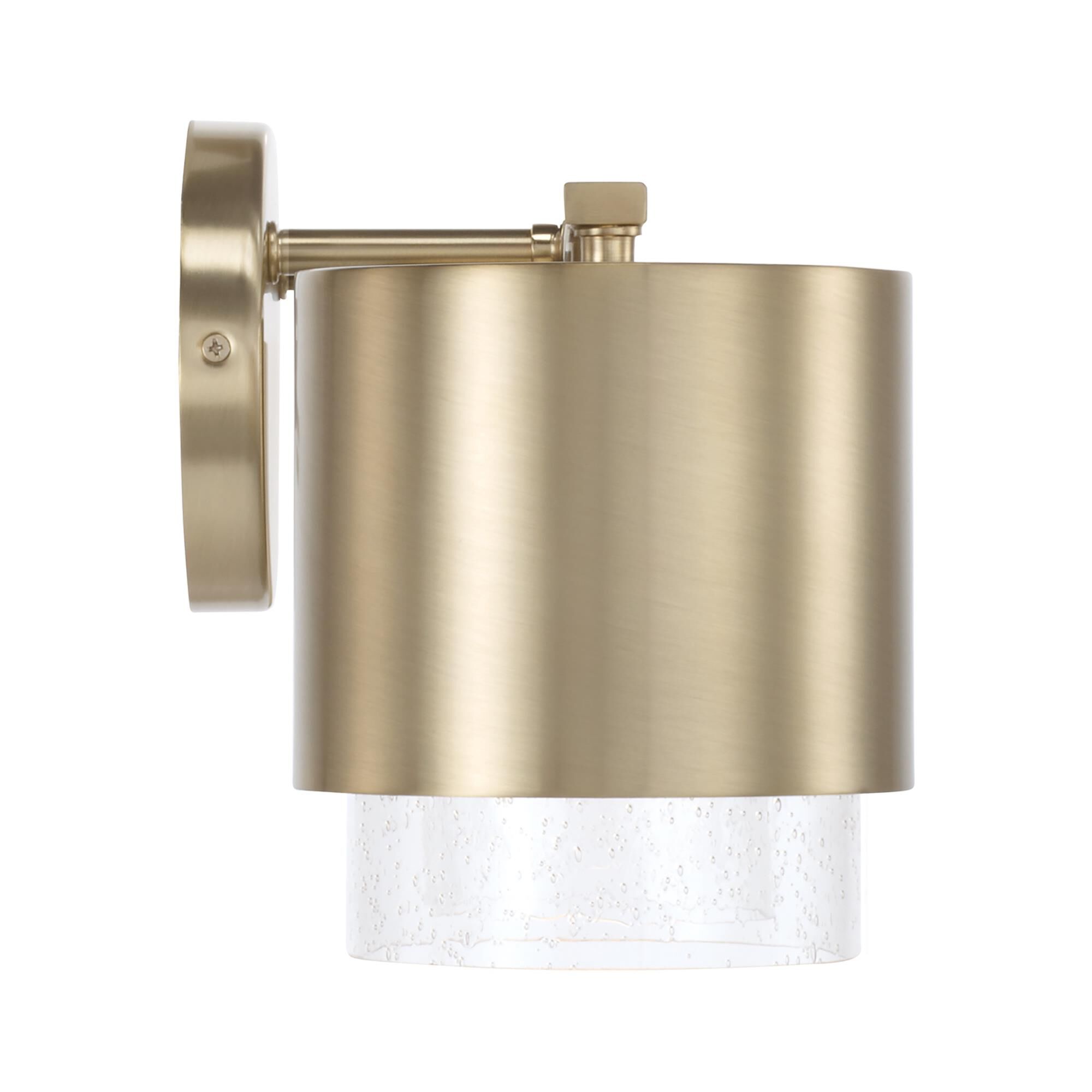 Shown in Matte Brass finish and Clear Seeded glass and Metal shade