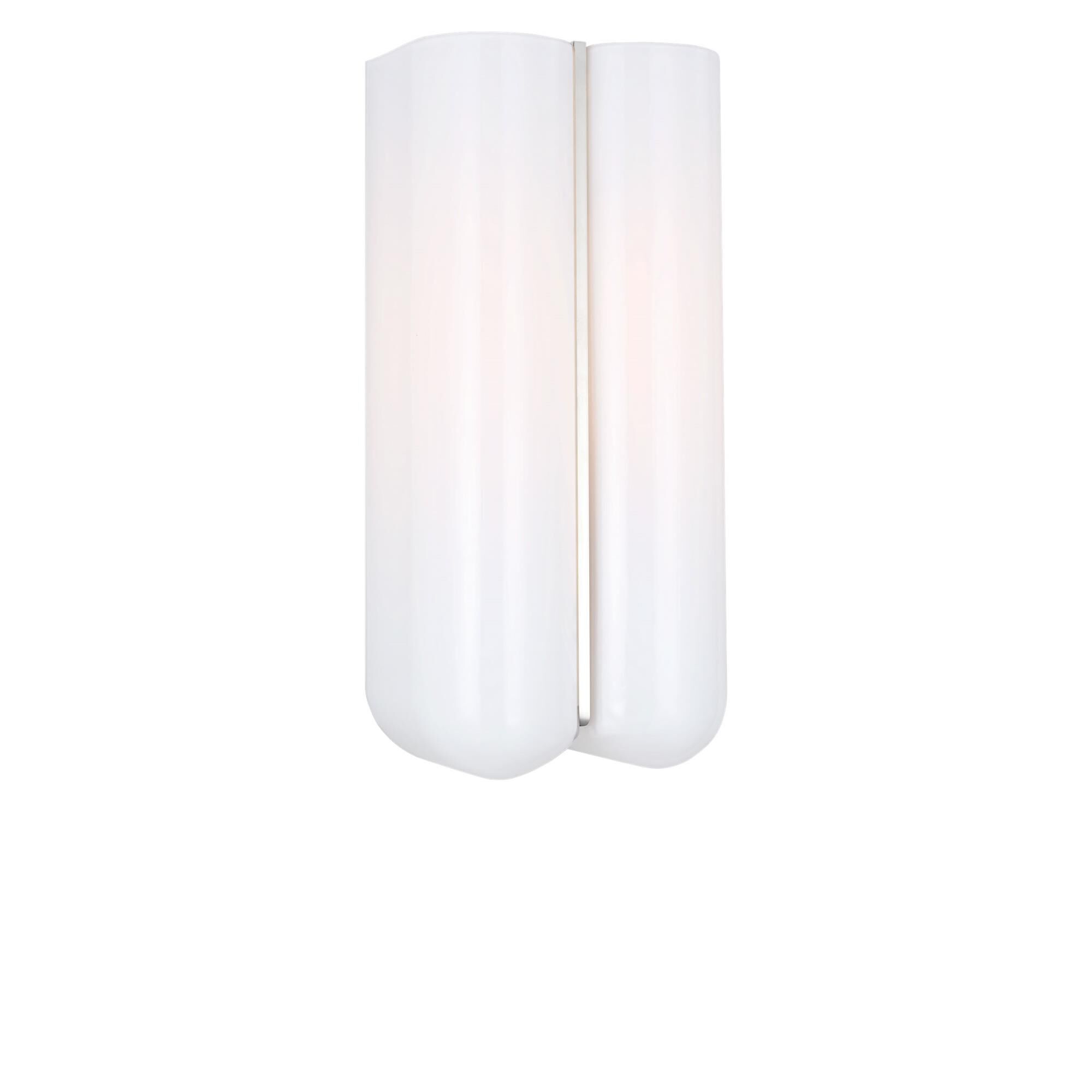 Shown in Polished Nickel finish and Milk glass