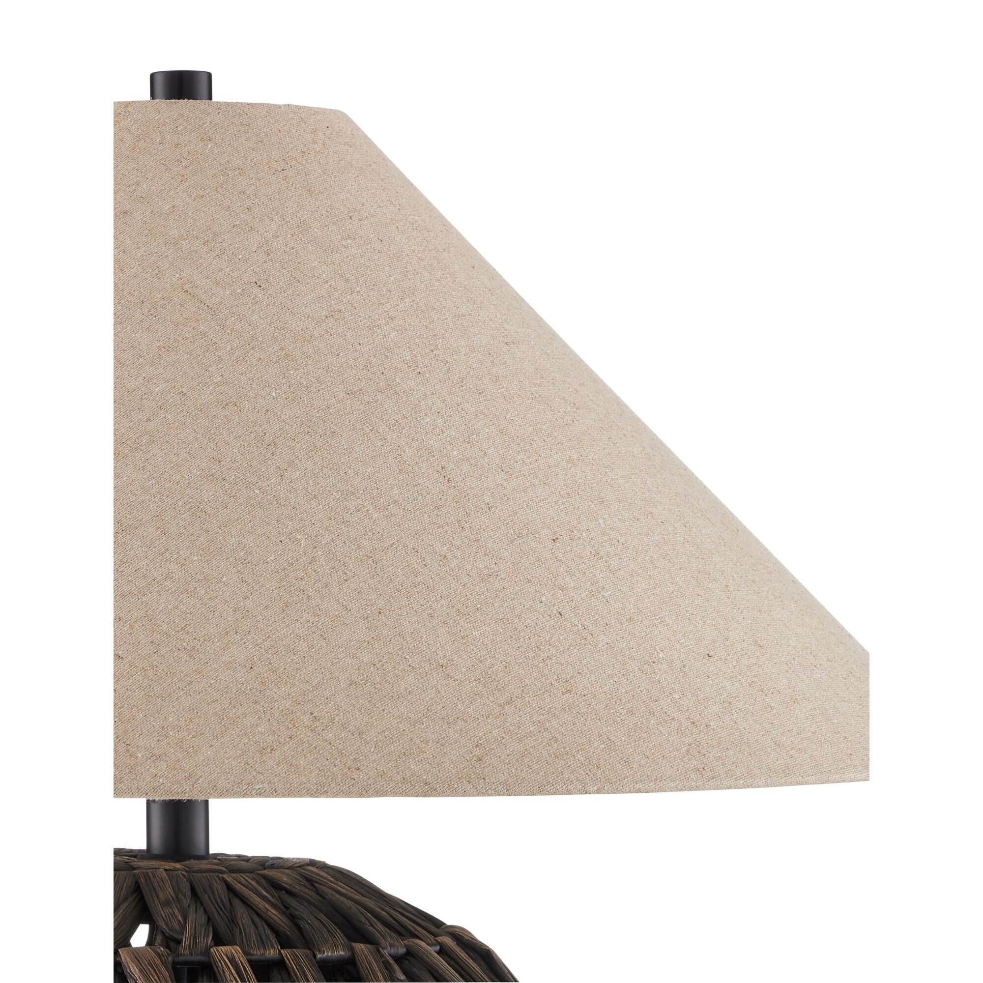 Shown in Black finish and Natural Linen shade