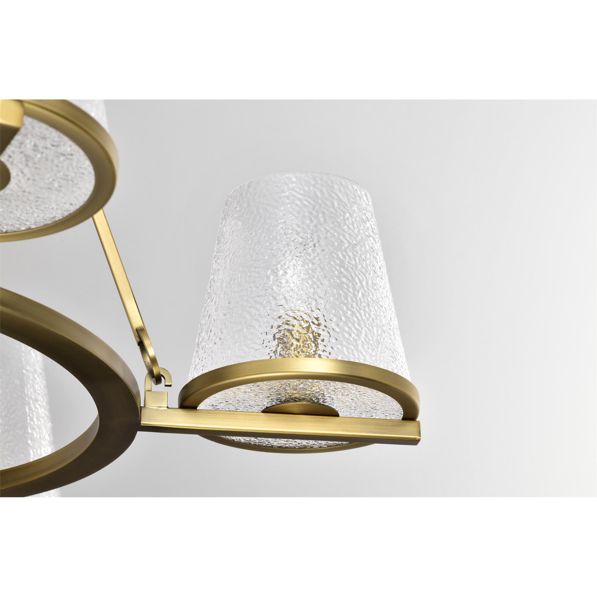Shown in Vintage Brass finish and Hammered glass