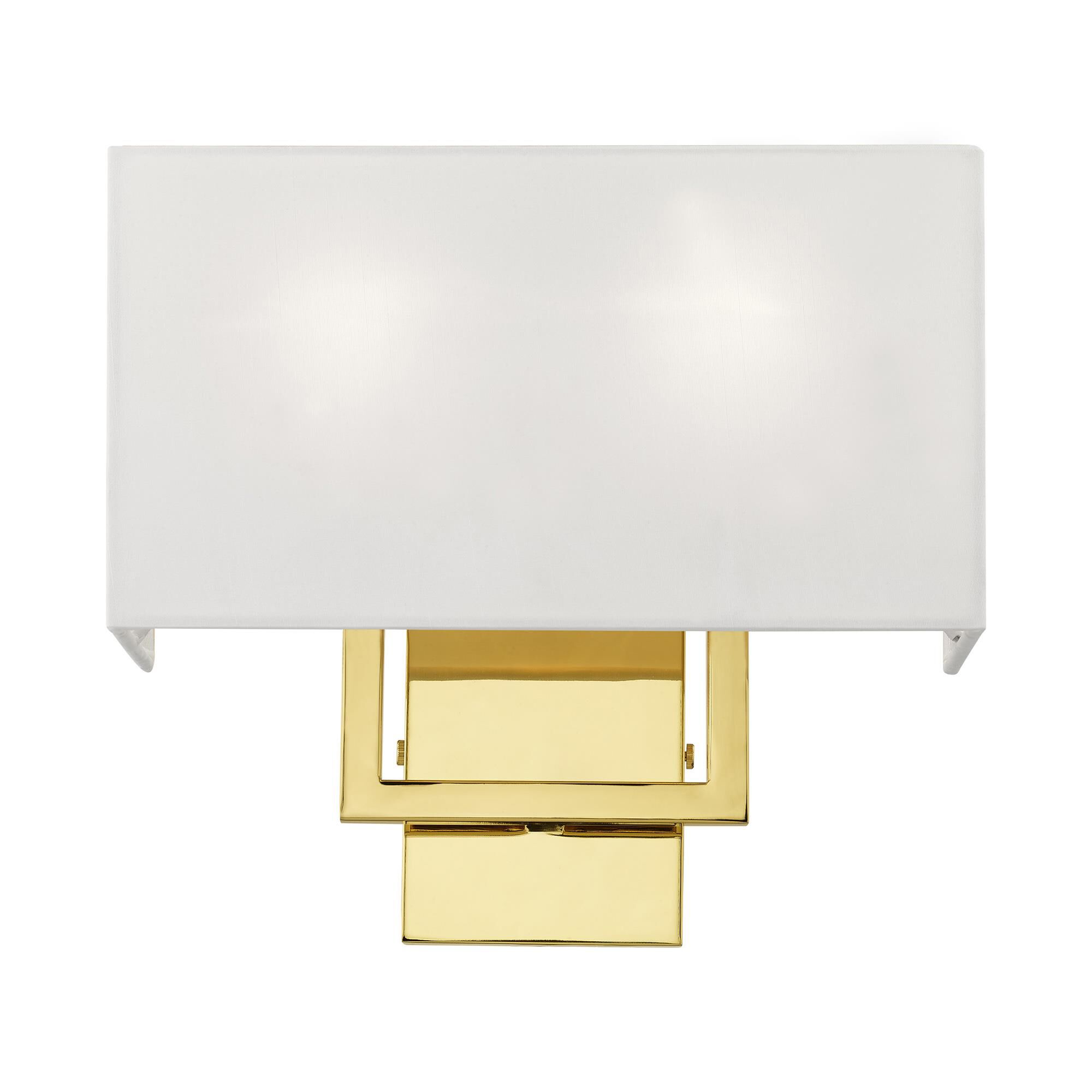 Shown in Polished Brass finish and Hand Crafted Off-White Fabric Outside & White Fabric Inside Hardback shade