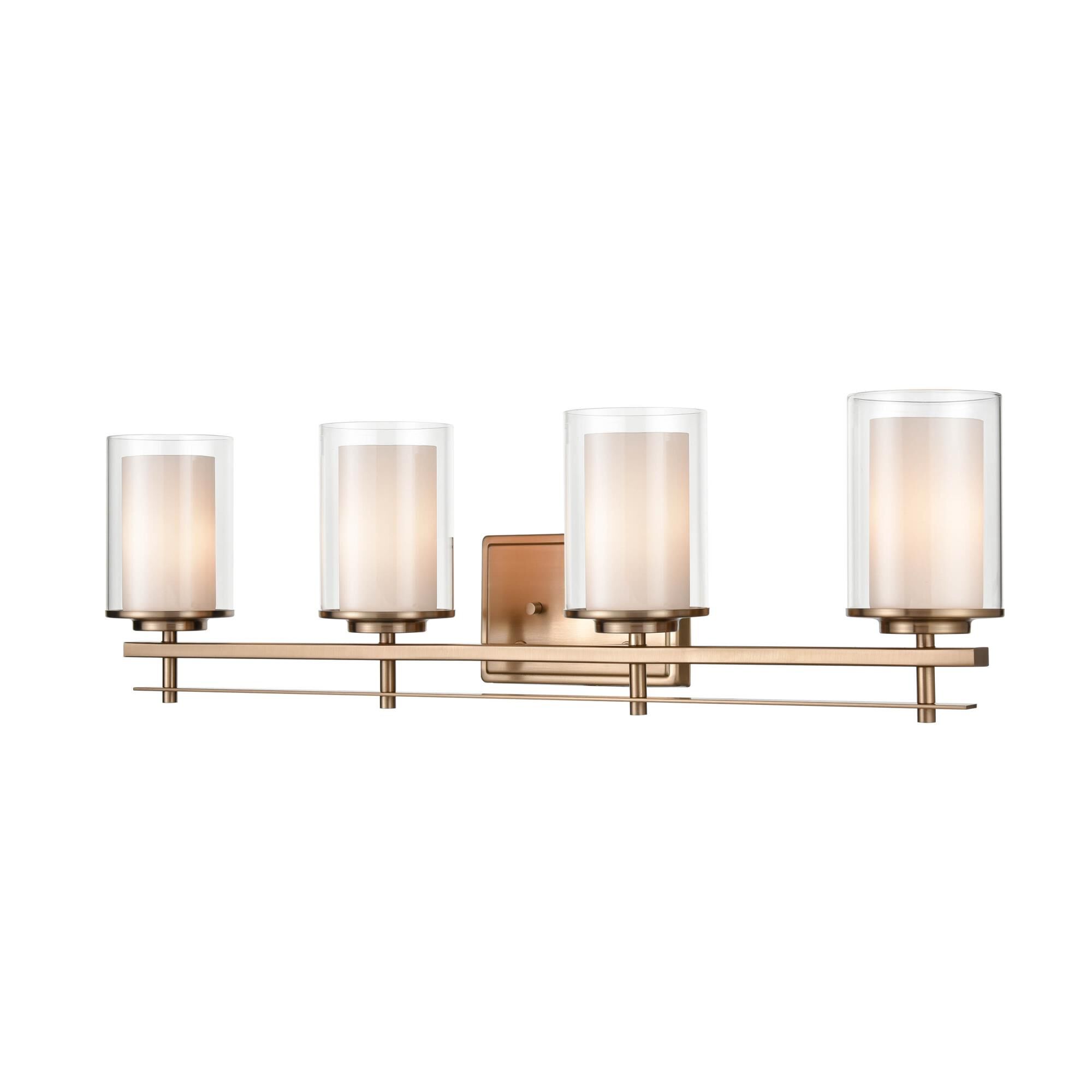 Shown in Modern Gold finish and Clear Outer - Etched White Inner glass