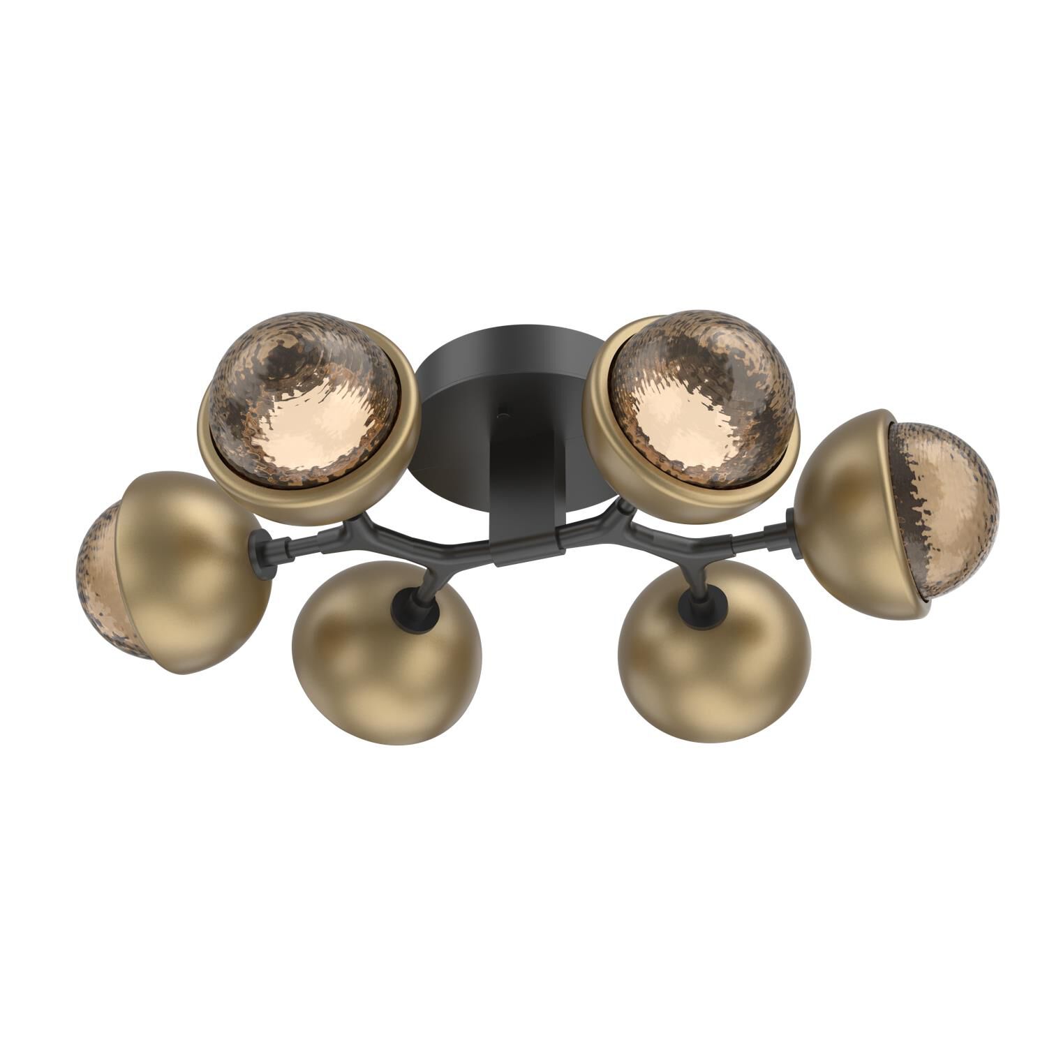 Shown in Matte Black finish and Bronze glass and Gilded Brass accent