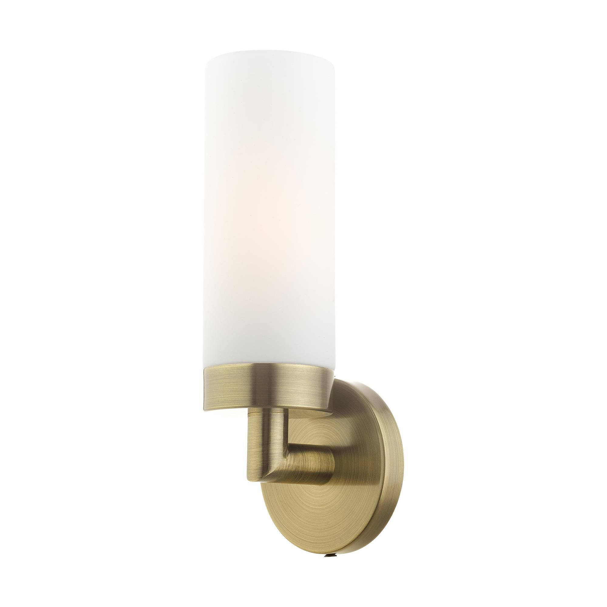 Shown in Antique Brass finish and Hand Blown Satin Opal White glass and Hand Blown Satin Opal White Glass shade