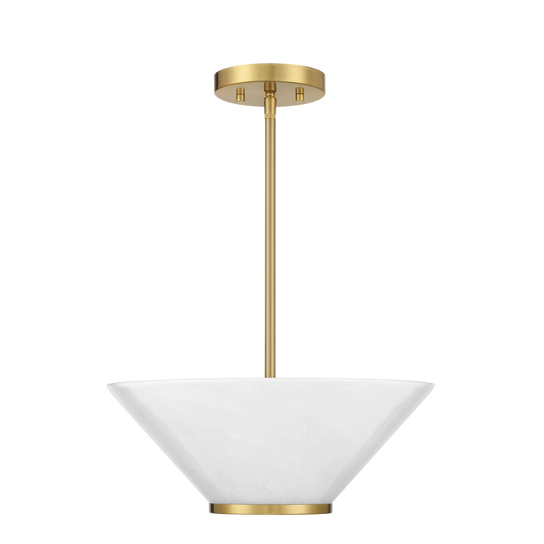 Shown in Warm Brass finish and Strie shade